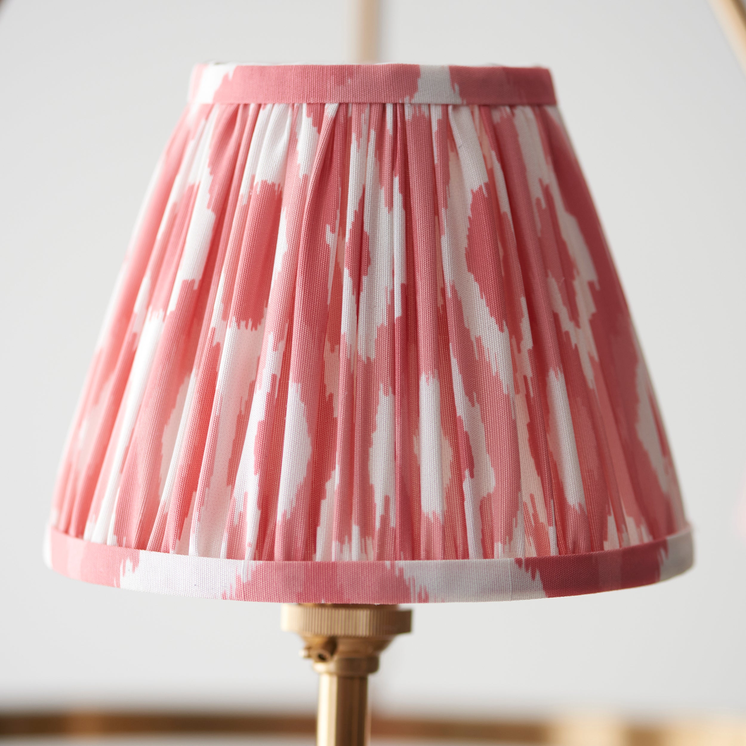 Endon Chester Aged Brass Plate 3 Light Pendant & Ikat 16cm Coral Pink Shade