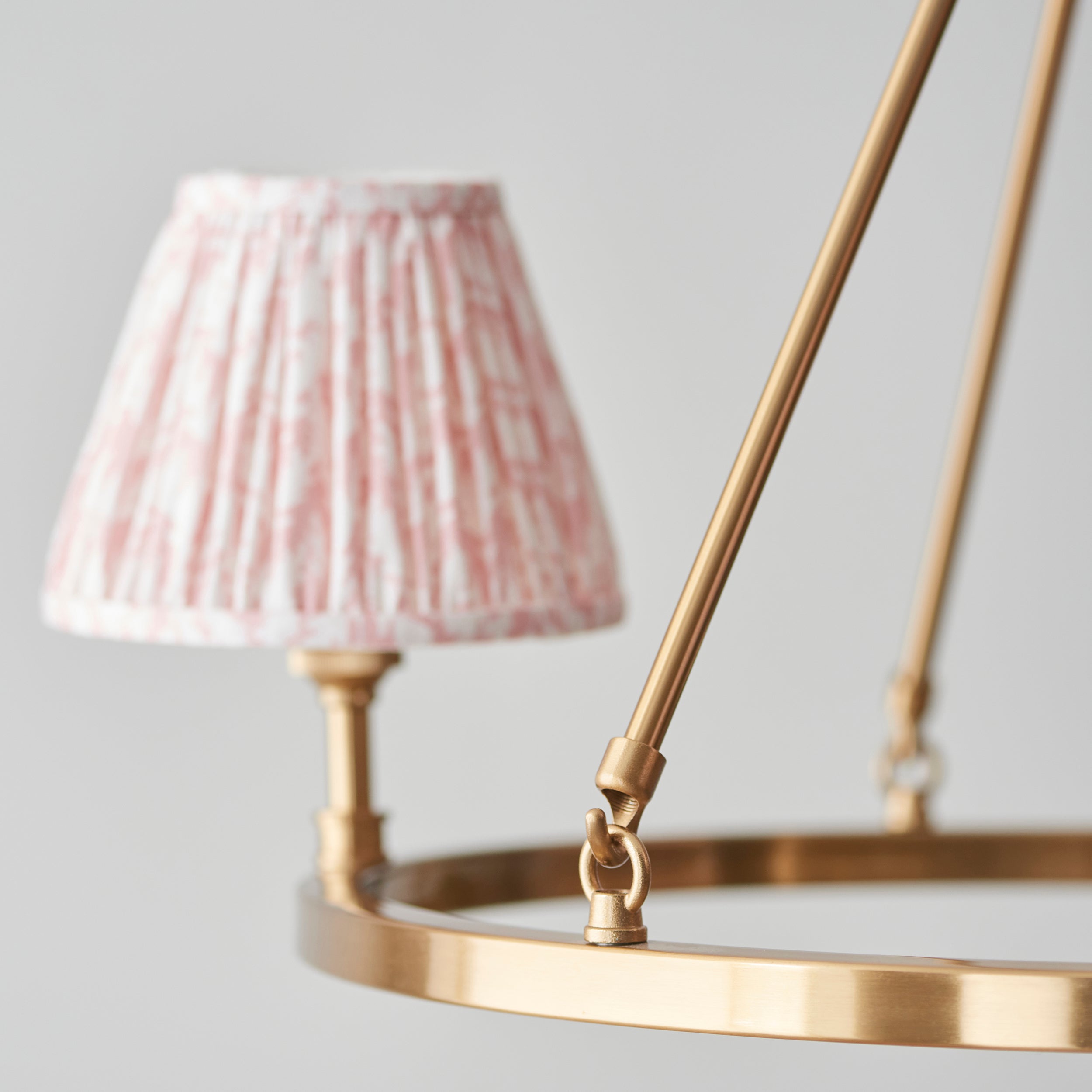 Endon Chester Aged Brass Plate 3 Light Pendant & Leaf 16cm Peachy Keen Shade