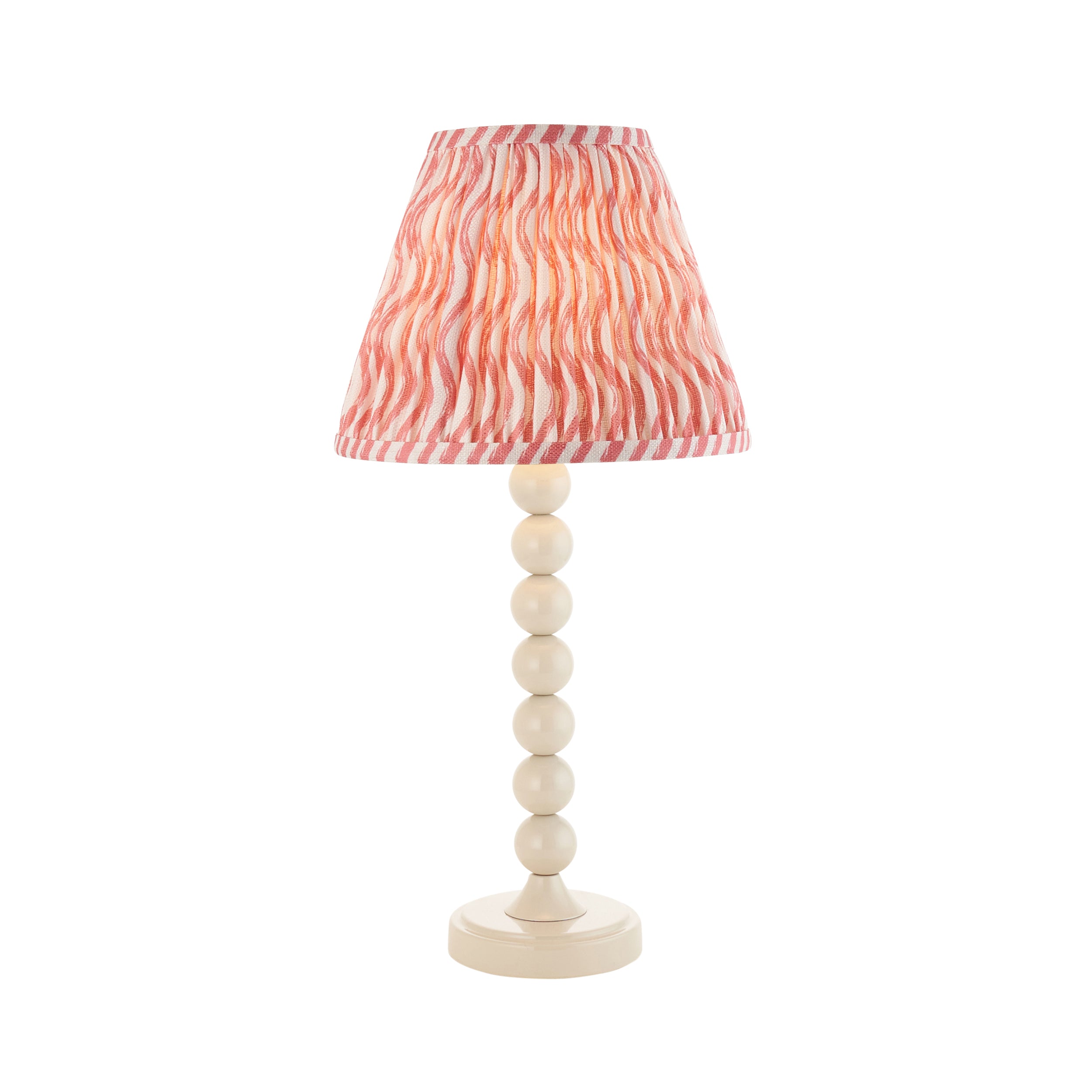 Endon Higgledy Gloss Almond White Table Lamp & Ripple 25cm Coral Pink Shade