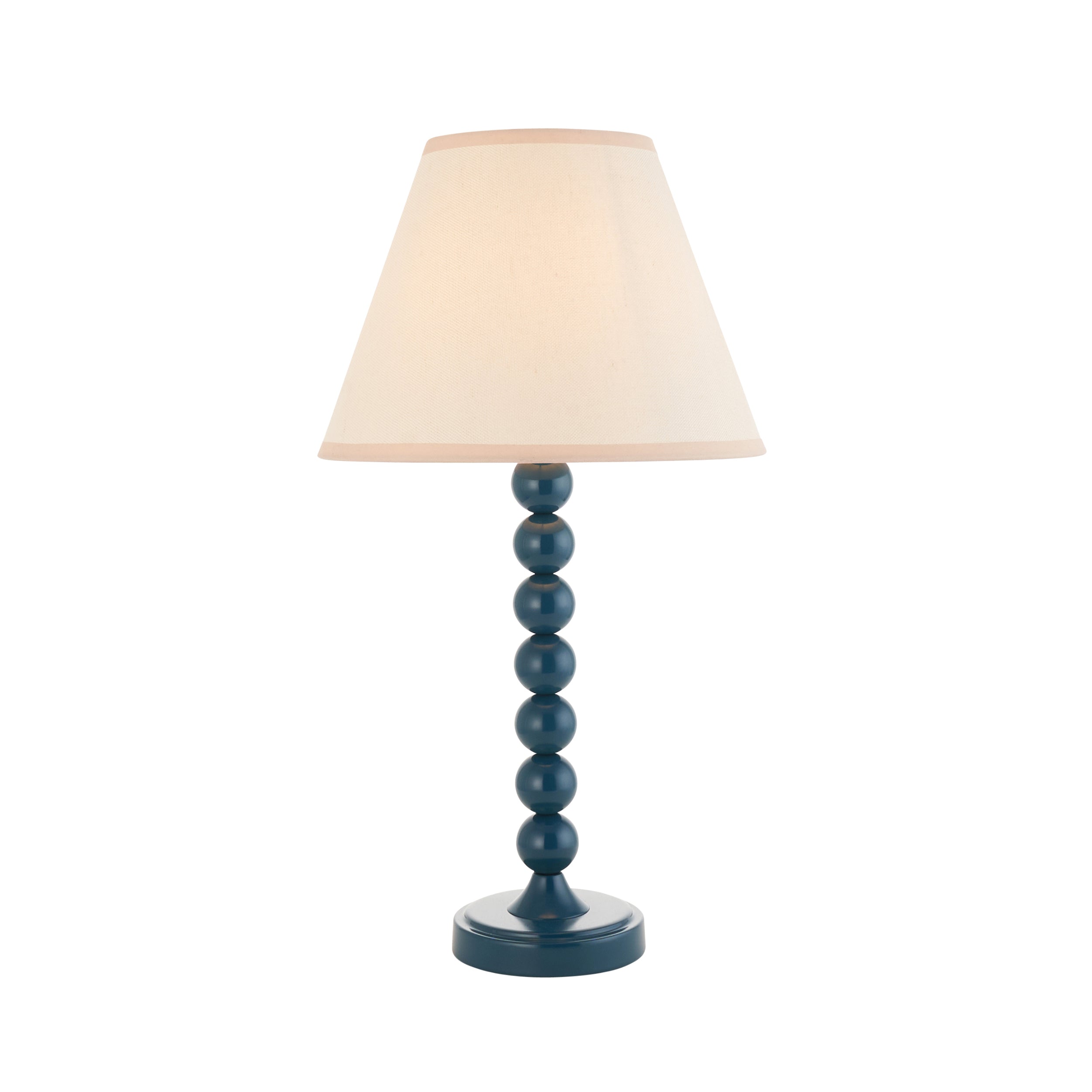 Endon Higgledy Gloss Marlin Blue Table Lamp & Ivy 25cm Vintage White Shade