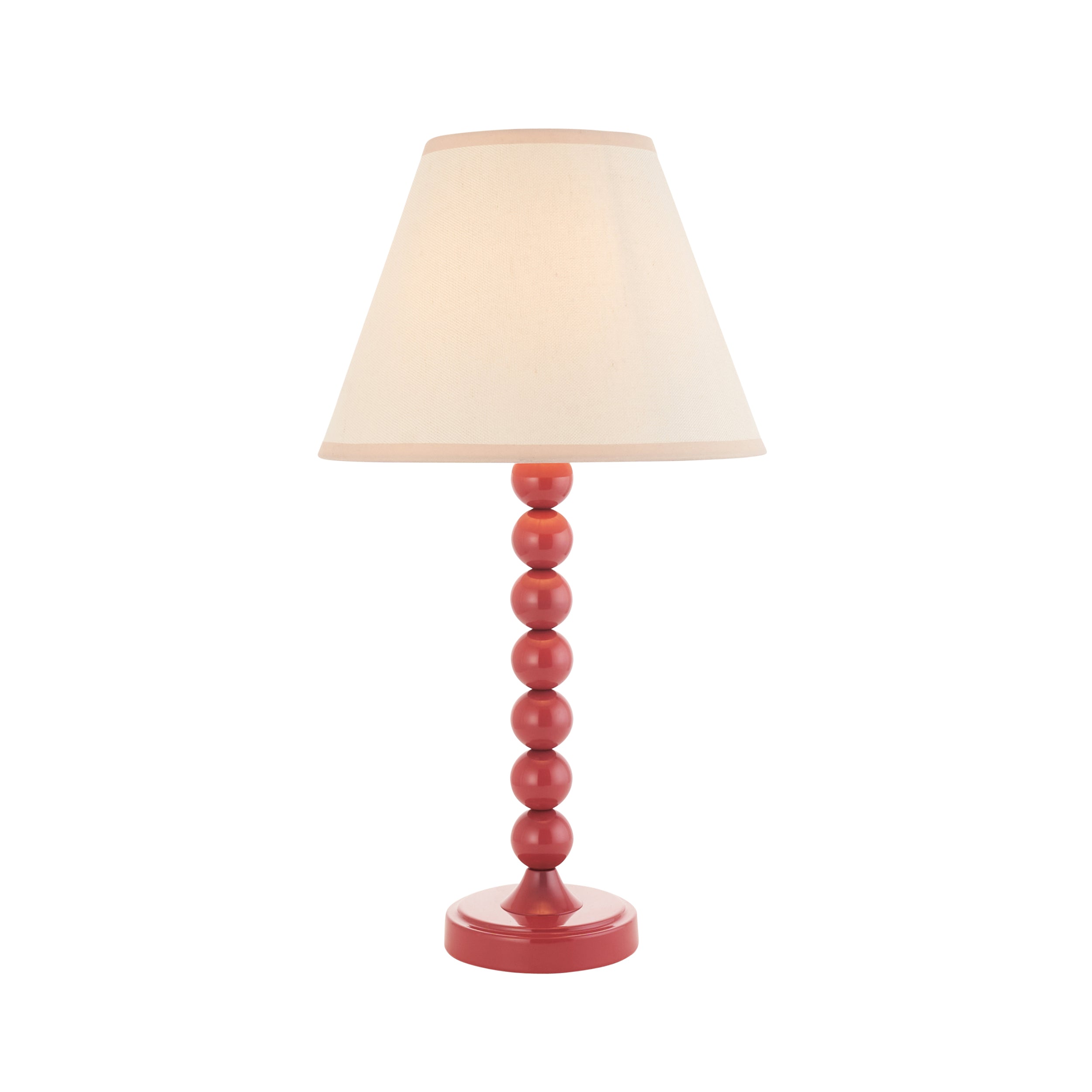 Endon Higgledy Gloss Pink Clay Table Lamp & Ivy 25cm Vintage White Shade
