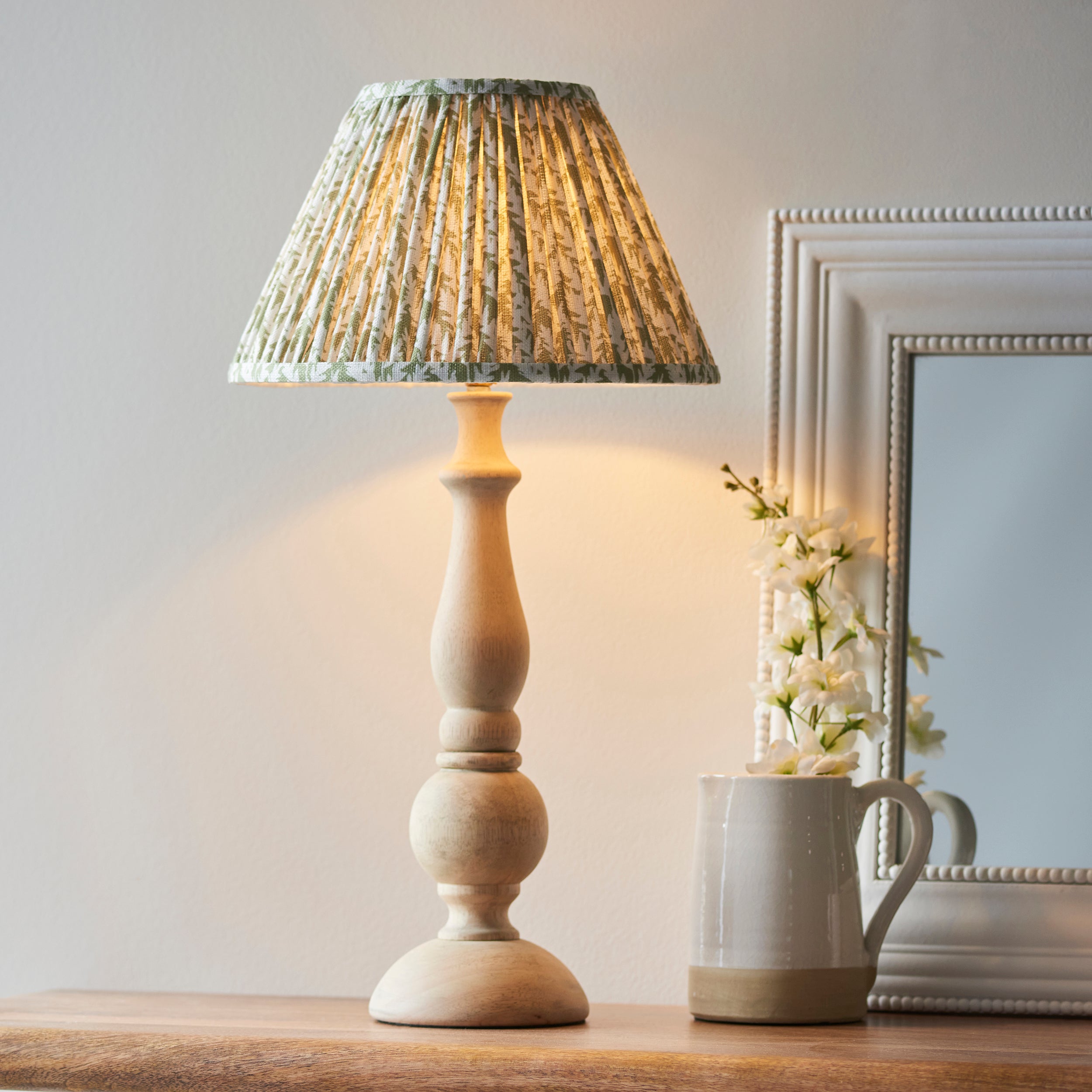 Endon Hidcote Table Lamp & Leaf 30cm Herb Garden Green Shade