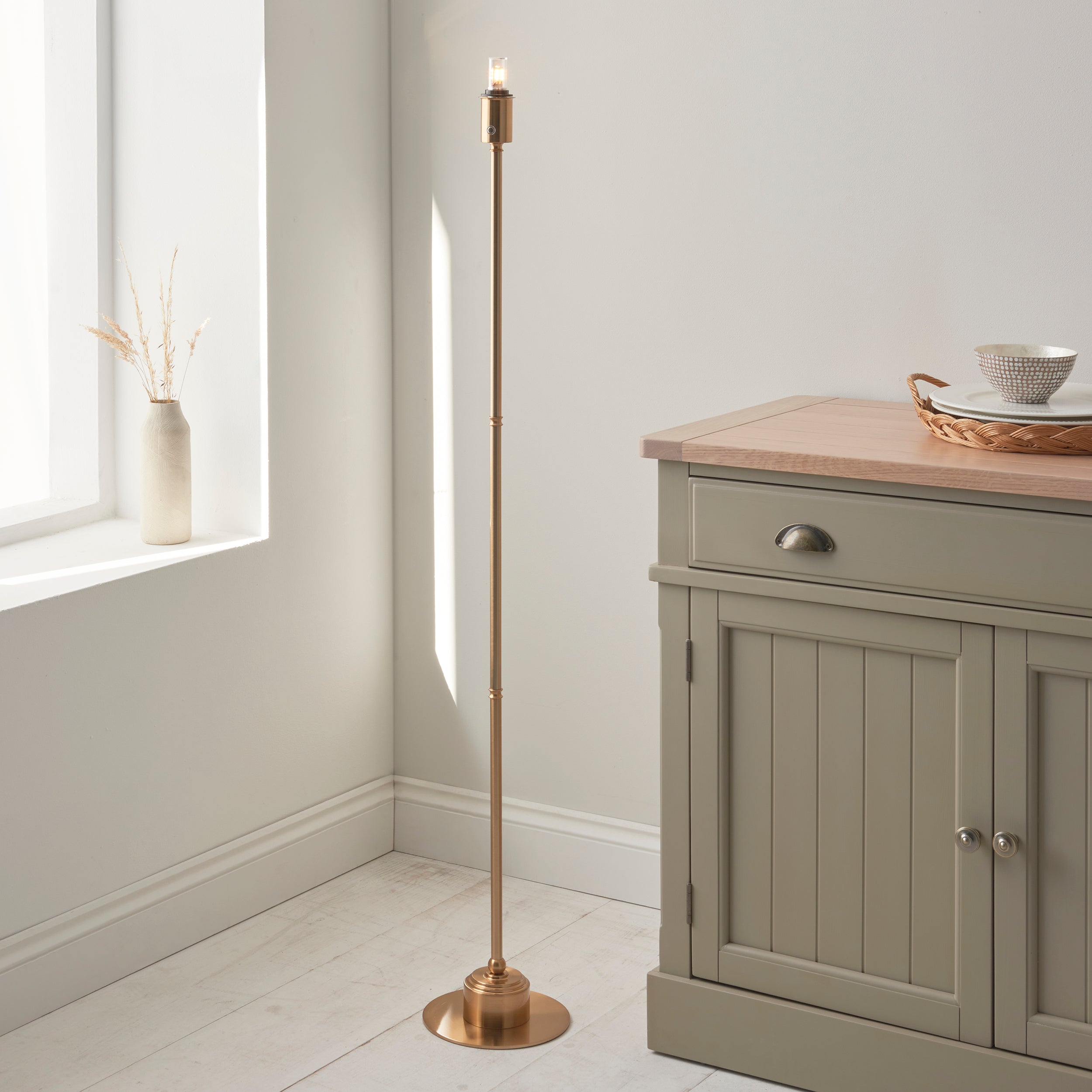 Endon Burley Rechargeable Floor Lamp & Ripple 25cm Marlin Blue Shade
