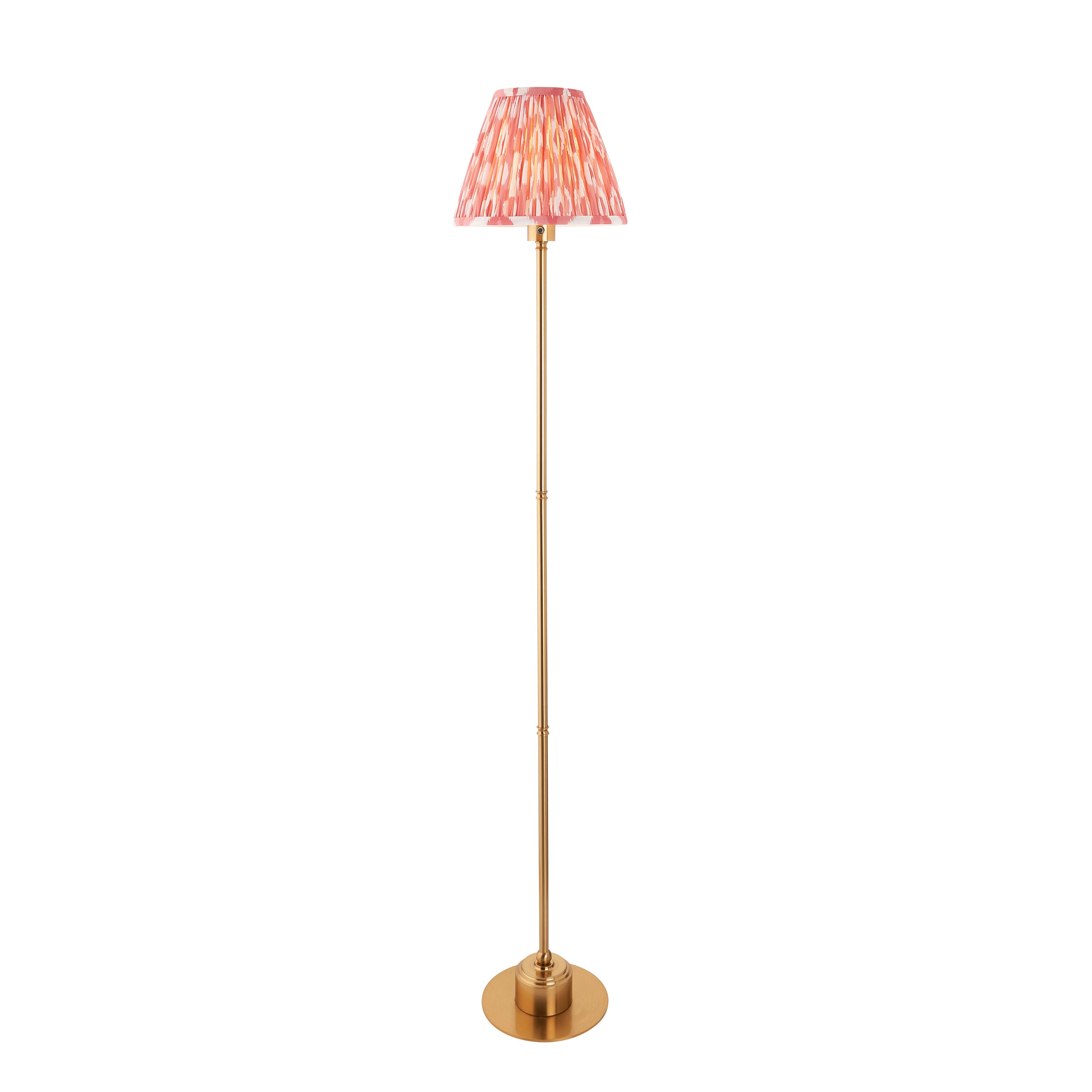 Endon Burley Rechargeable Floor Lamp & Ikat 25cm Coral Pink Shade