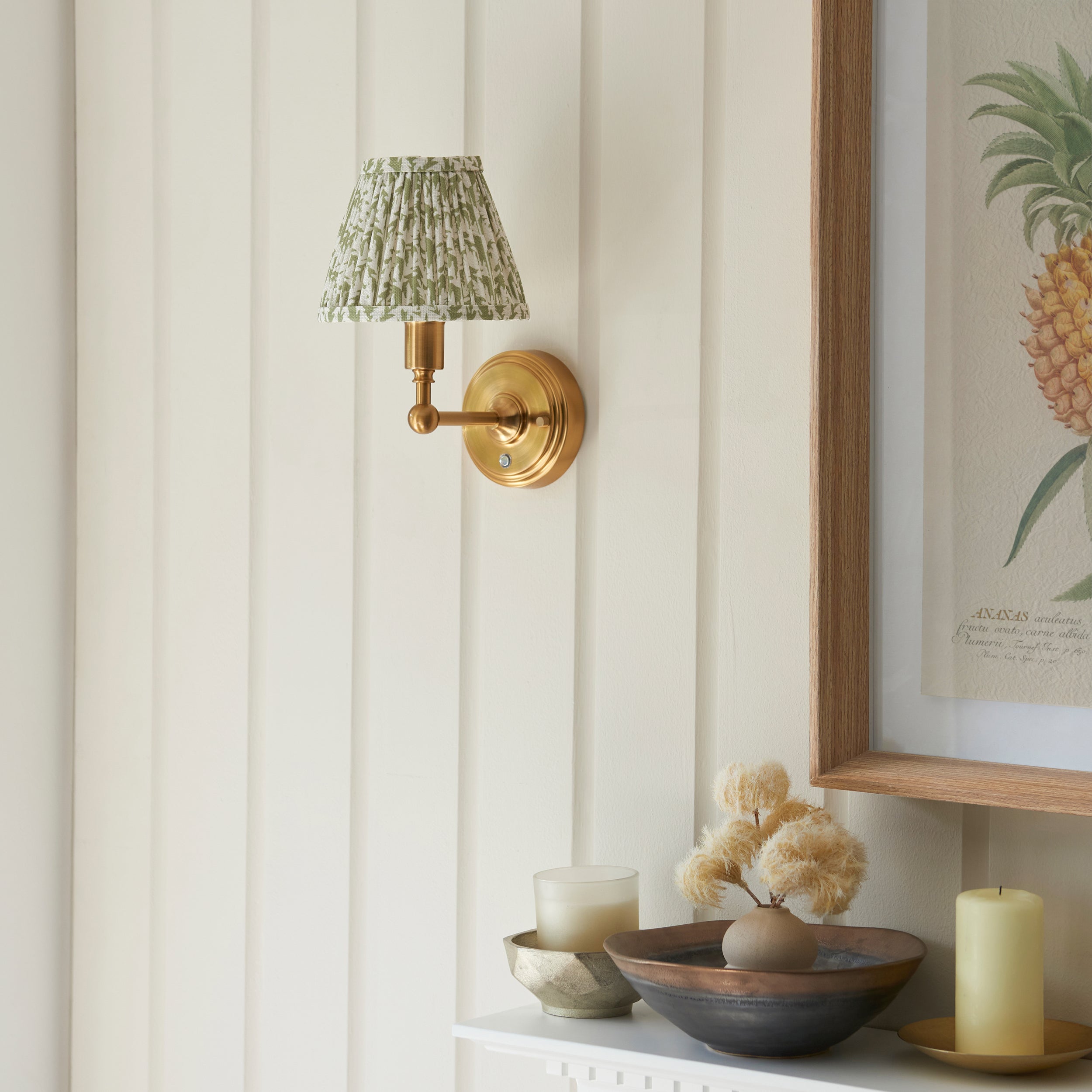 Endon Burley Rechargeable Wall Light & Leaf 16cm Herb Garden Green Shade