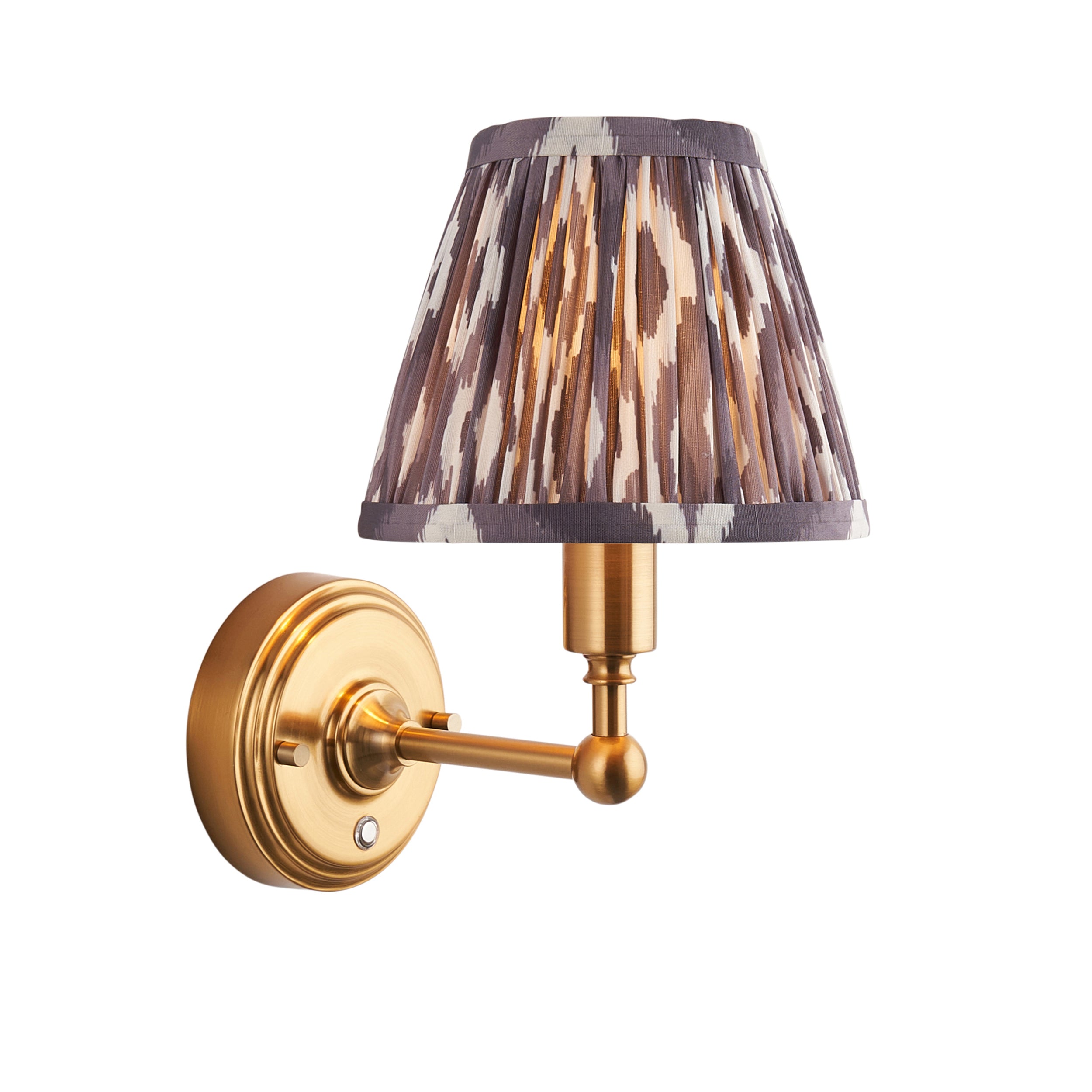 Endon Burley Rechargeable Wall Light & Ikat 16cm Pearl Grey Shade