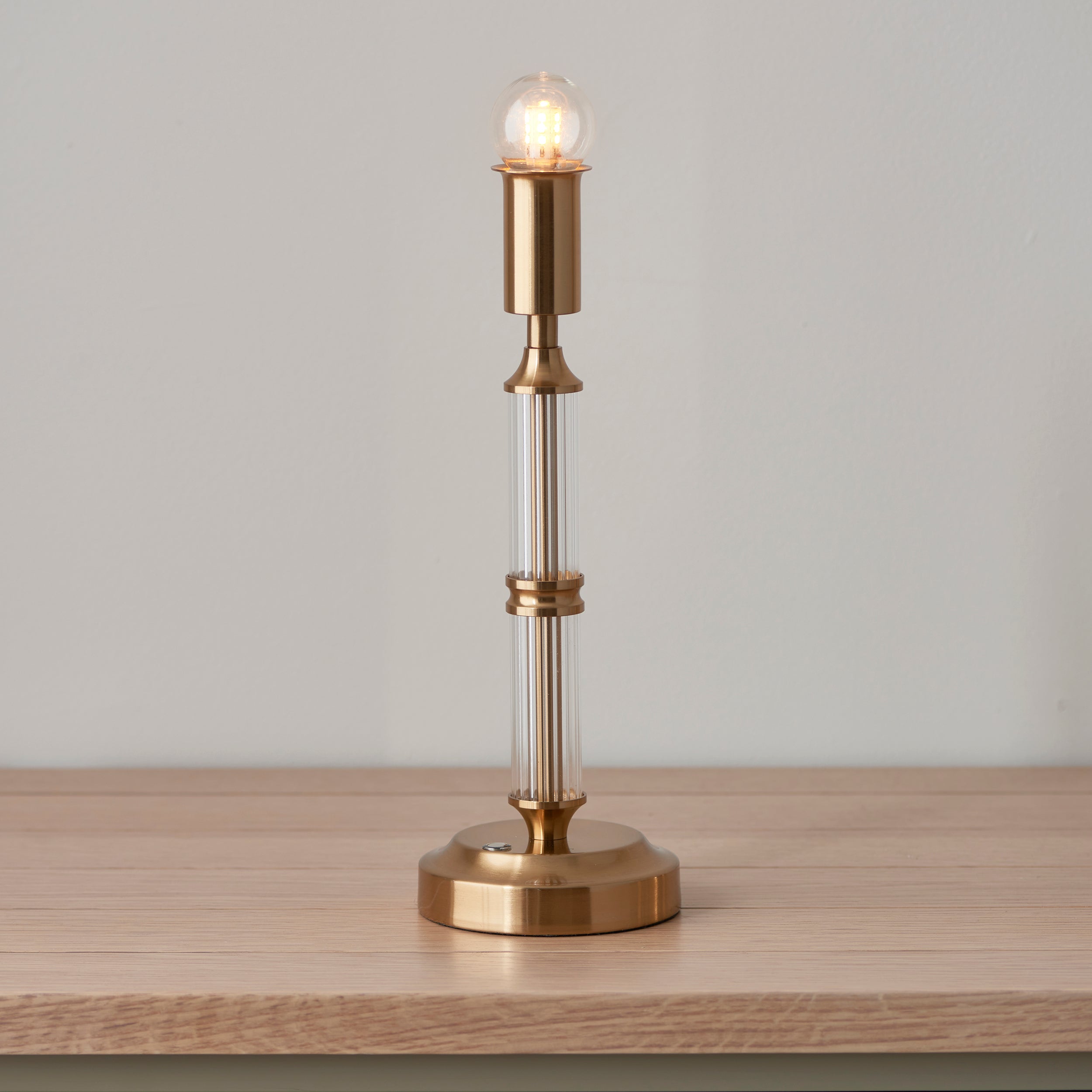 Endon Morton Rechargeable Table Lamp & Ikat 16cm Yellow & Jade Shade