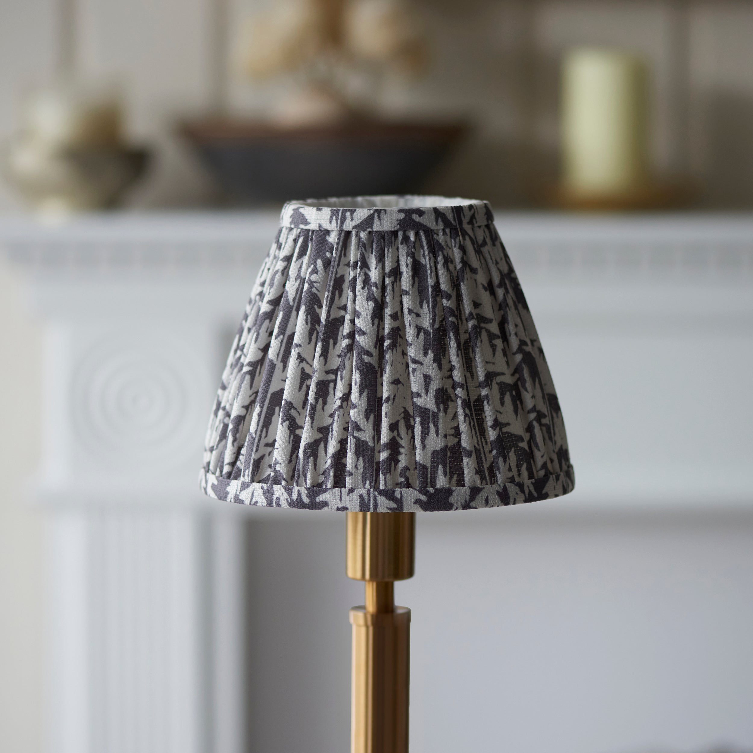 Endon Upton Rechargeable Table Lamp & Leaf 16cm Pearl Grey Shade
