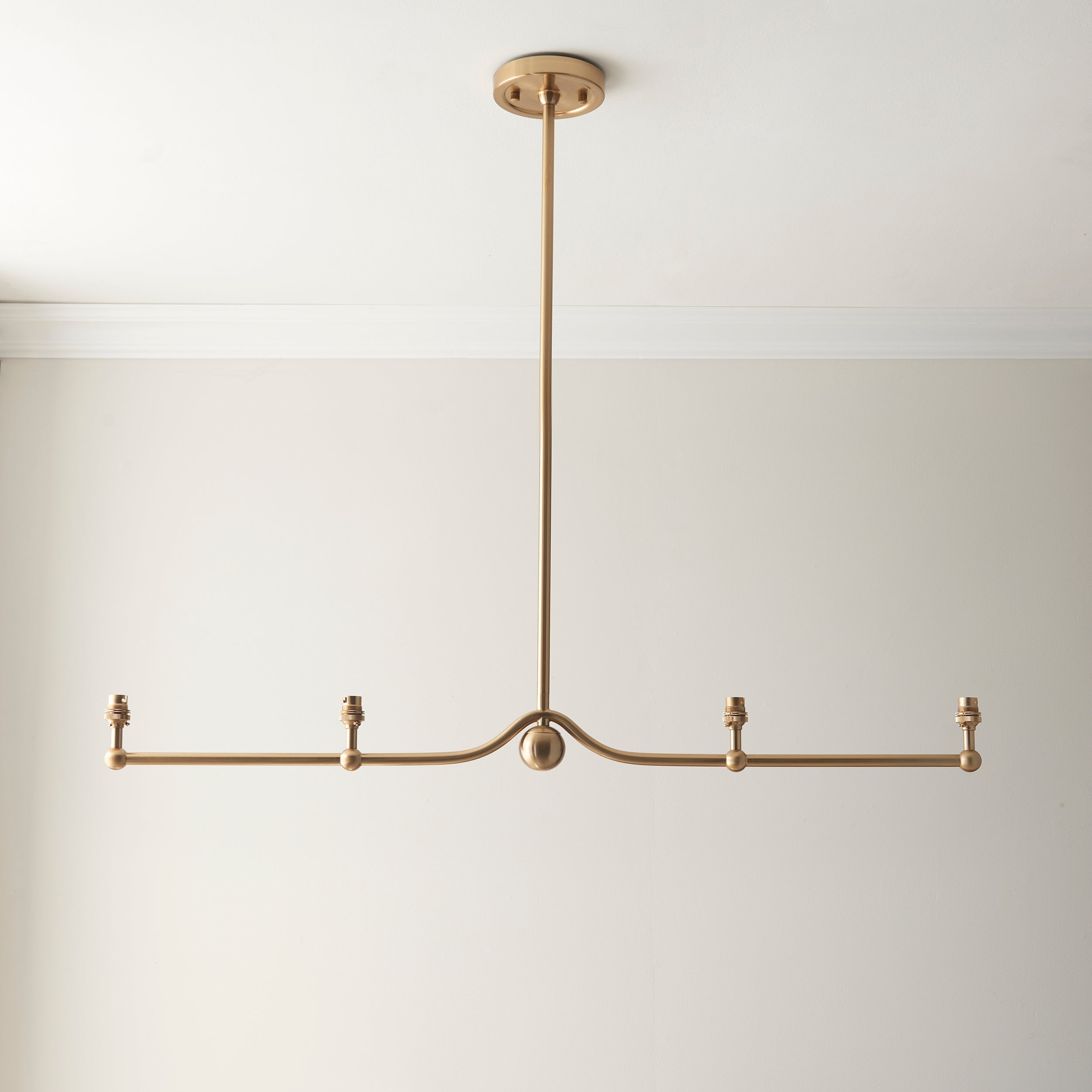 Endon Santiago Linear Brushed Aged Brass 4 Light Pendant & Ivy 16cm Vintage White Shade