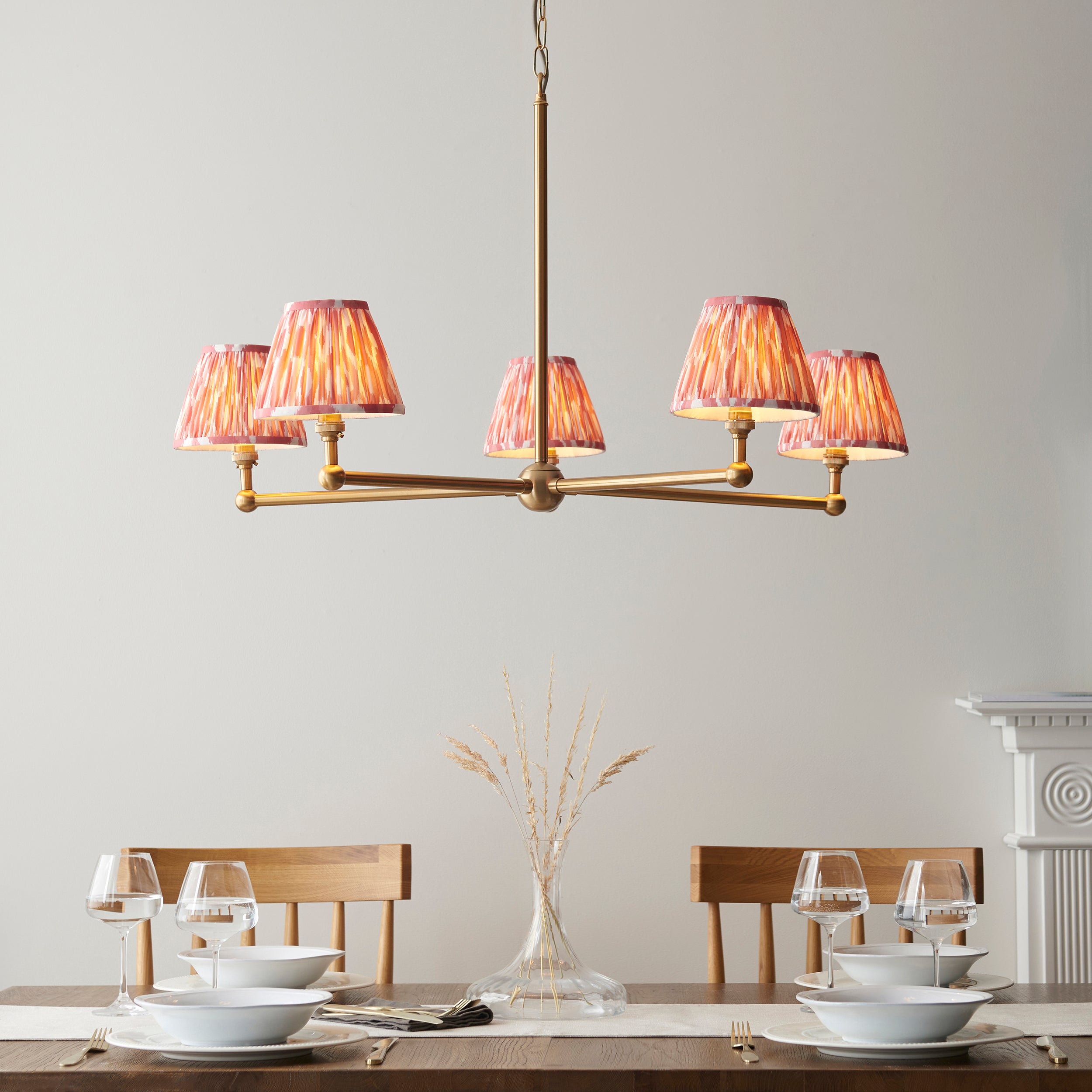 Endon Santiago Pendant & Ikat 16cm Coral Pink Shade