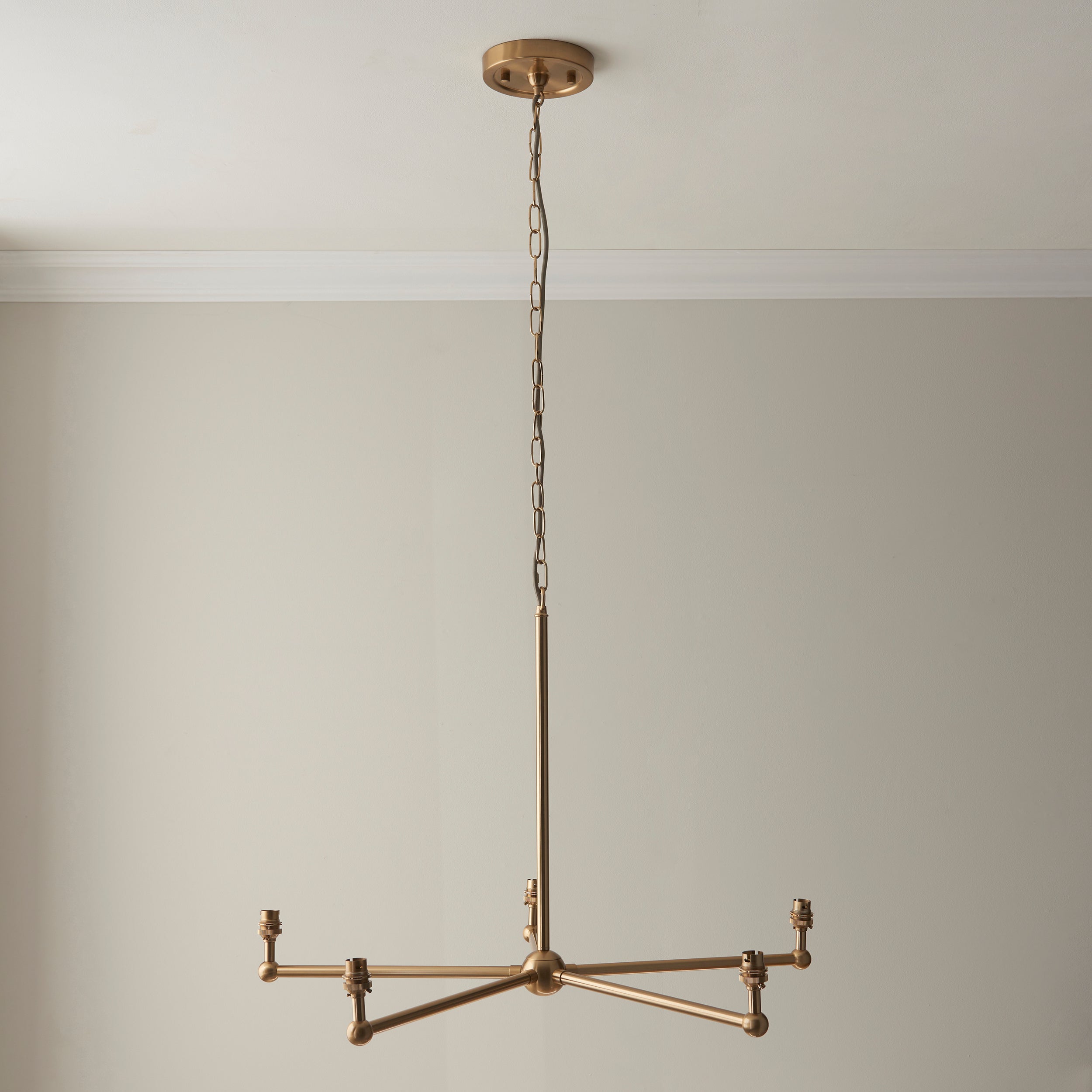 Endon Santiago Brushed Aged Brass 5 Light Pendant & Ikat 16cm Pearl Grey Shade