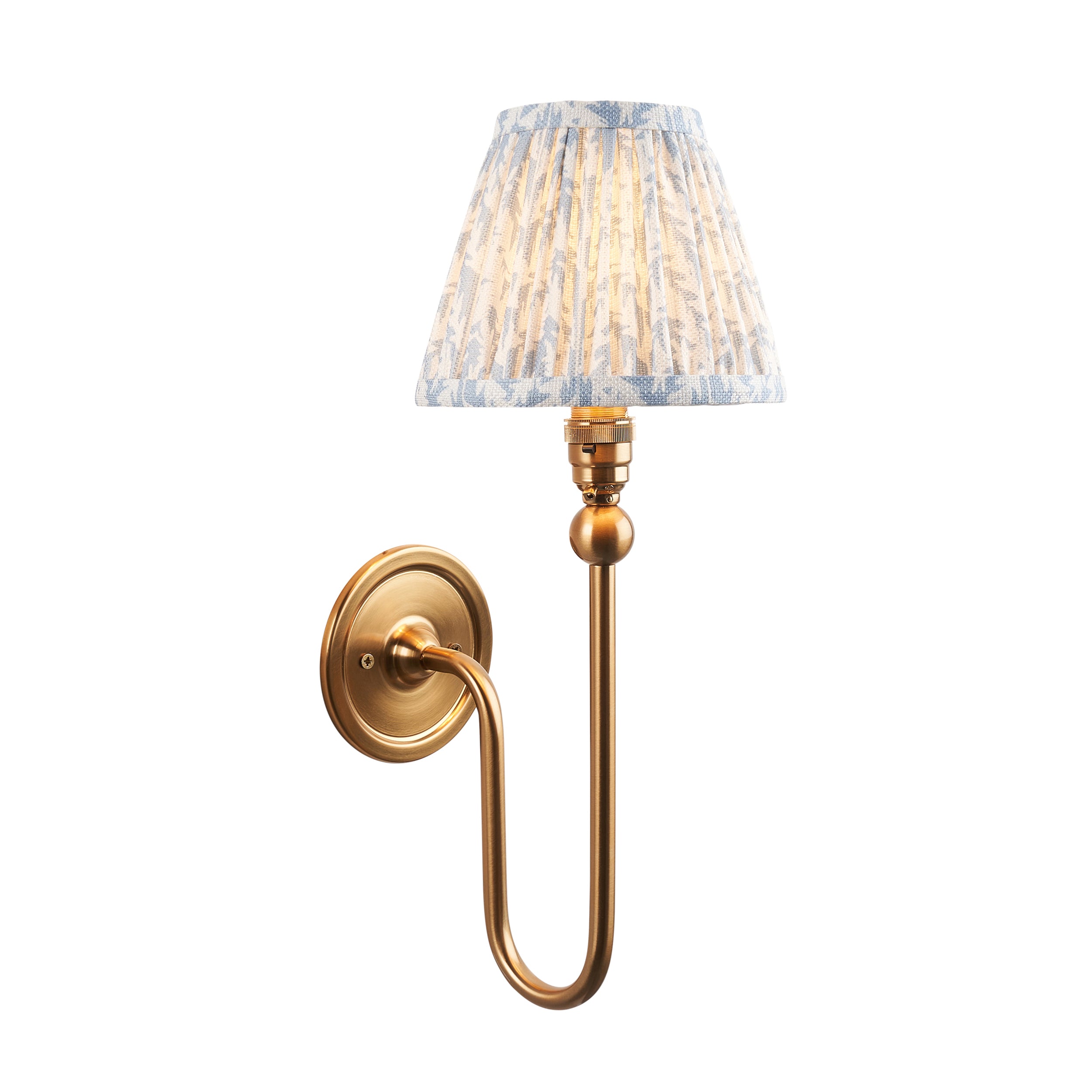 Endon Santiago Wall Light & Leaf 16cm Shell Bay Blue Shade