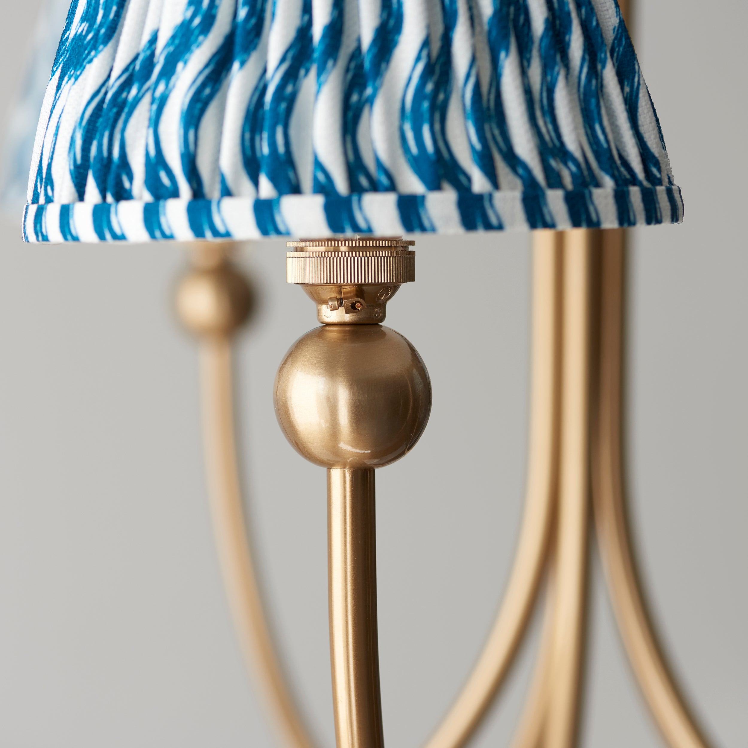 Endon Santiago Curved Brushed Aged Brass 5 Light Pendant & Ripple 16cm Marlin Blue Shade