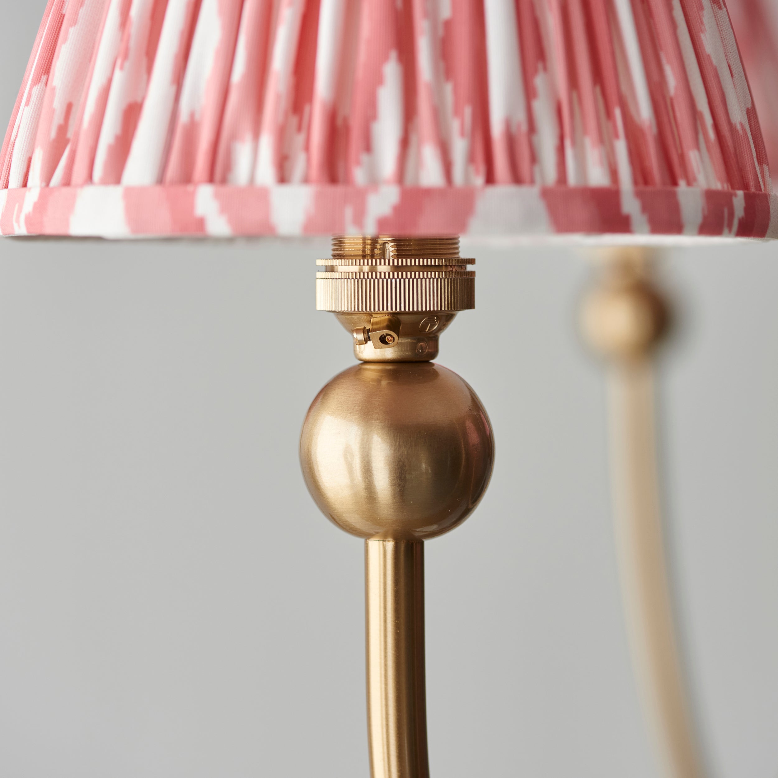 Endon Santiago Curved Brushed Aged Brass 5 Light Pendant & Ikat 16cm Coral Pink Shade