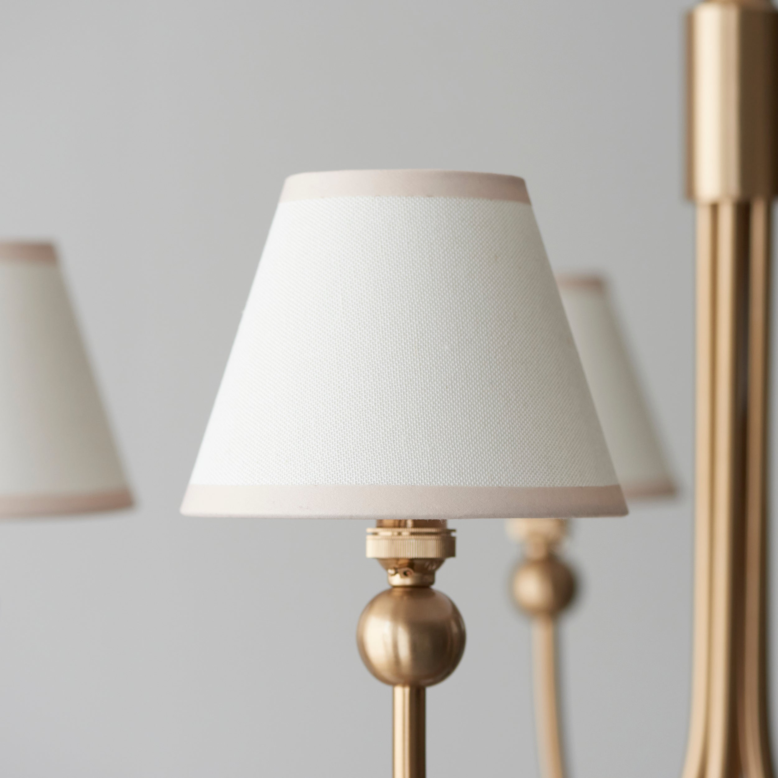Endon Santiago Curved Brushed Aged Brass 5 Light Pendant & Ivy 16cm Vintage White Shade