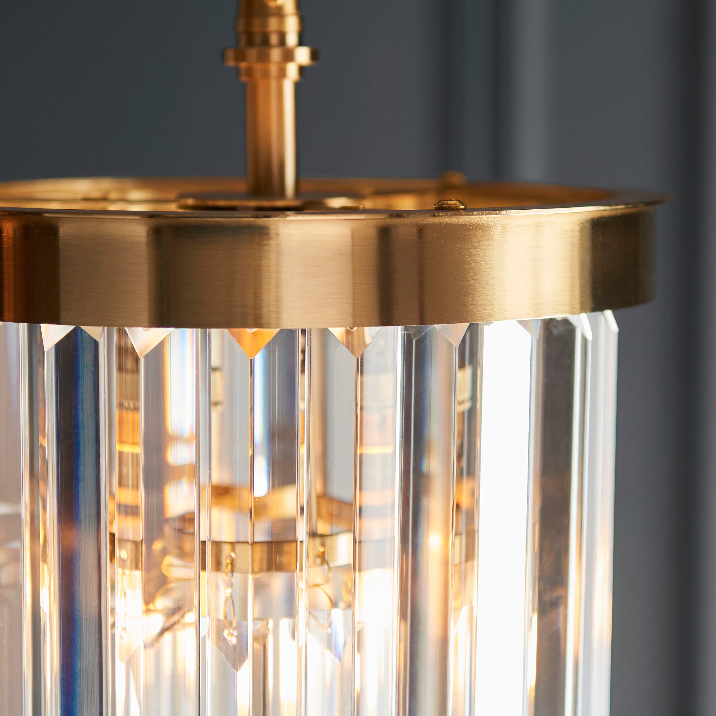 Endon Conaston Pendant - Brushed Aged Brass Plate & Clear Cut Glass