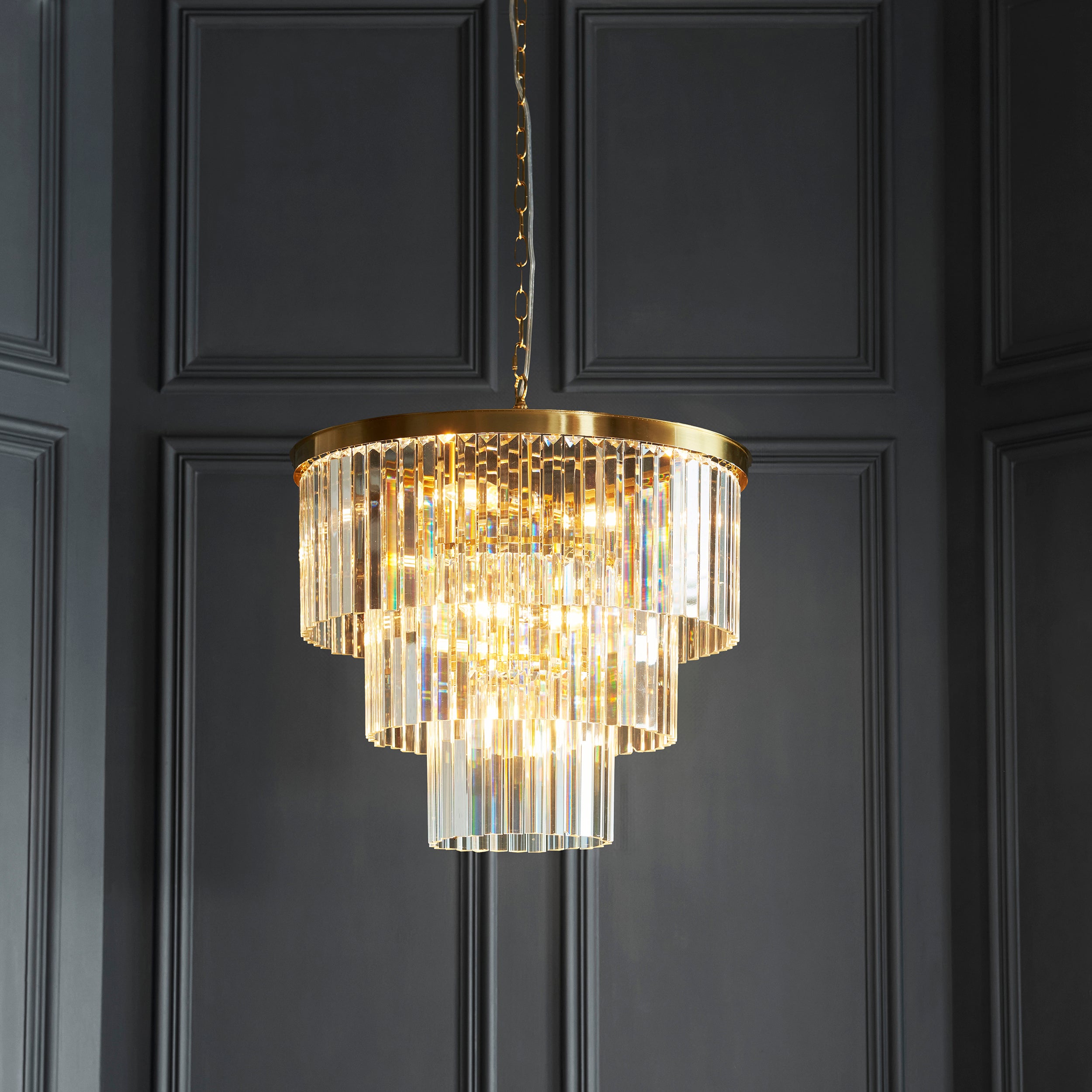 Endon Conaston 7 Light Pendant - Brushed Aged Brass Plate & Clear Cut Glass