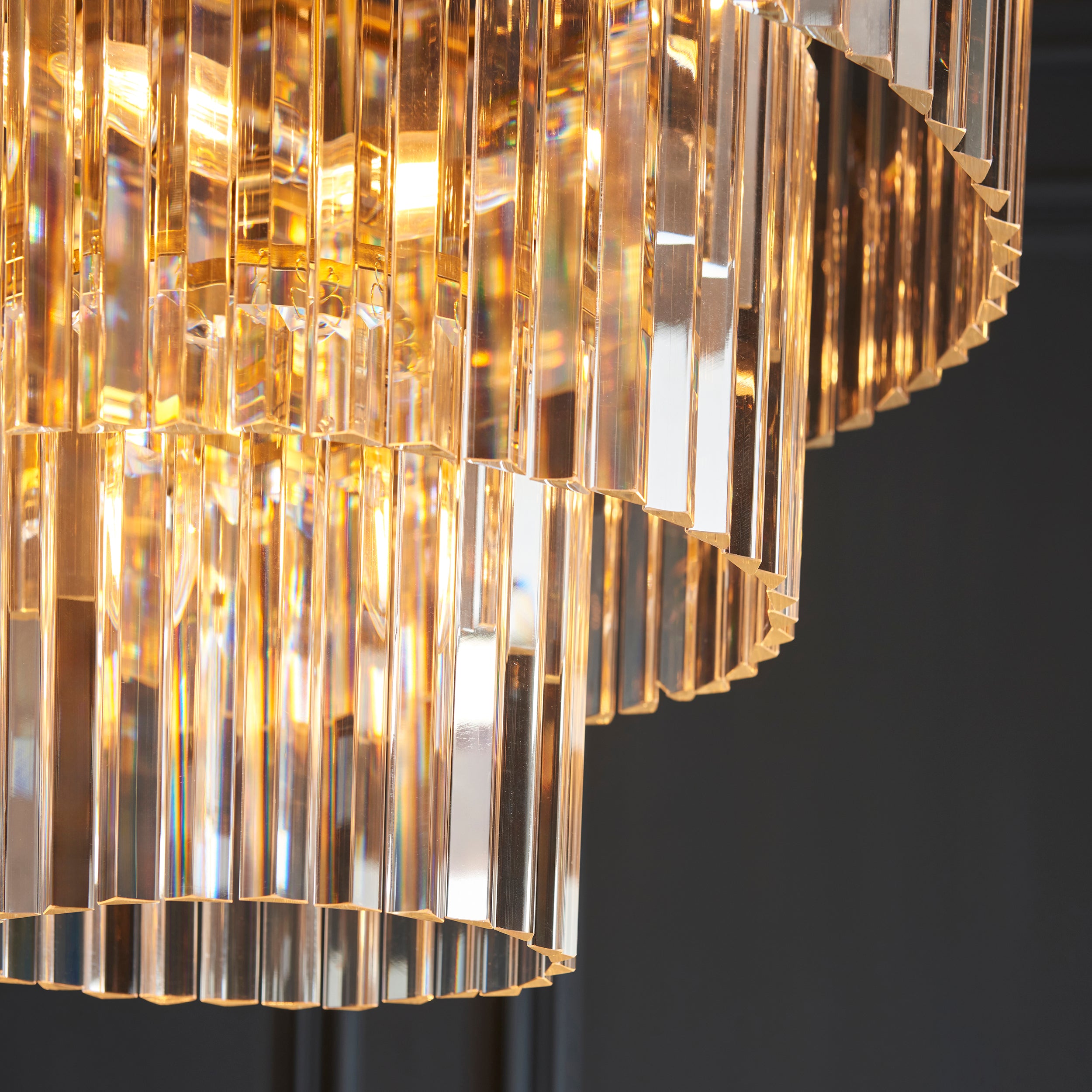 Endon Conaston 7 Light Pendant - Brushed Aged Brass Plate & Clear Cut Glass