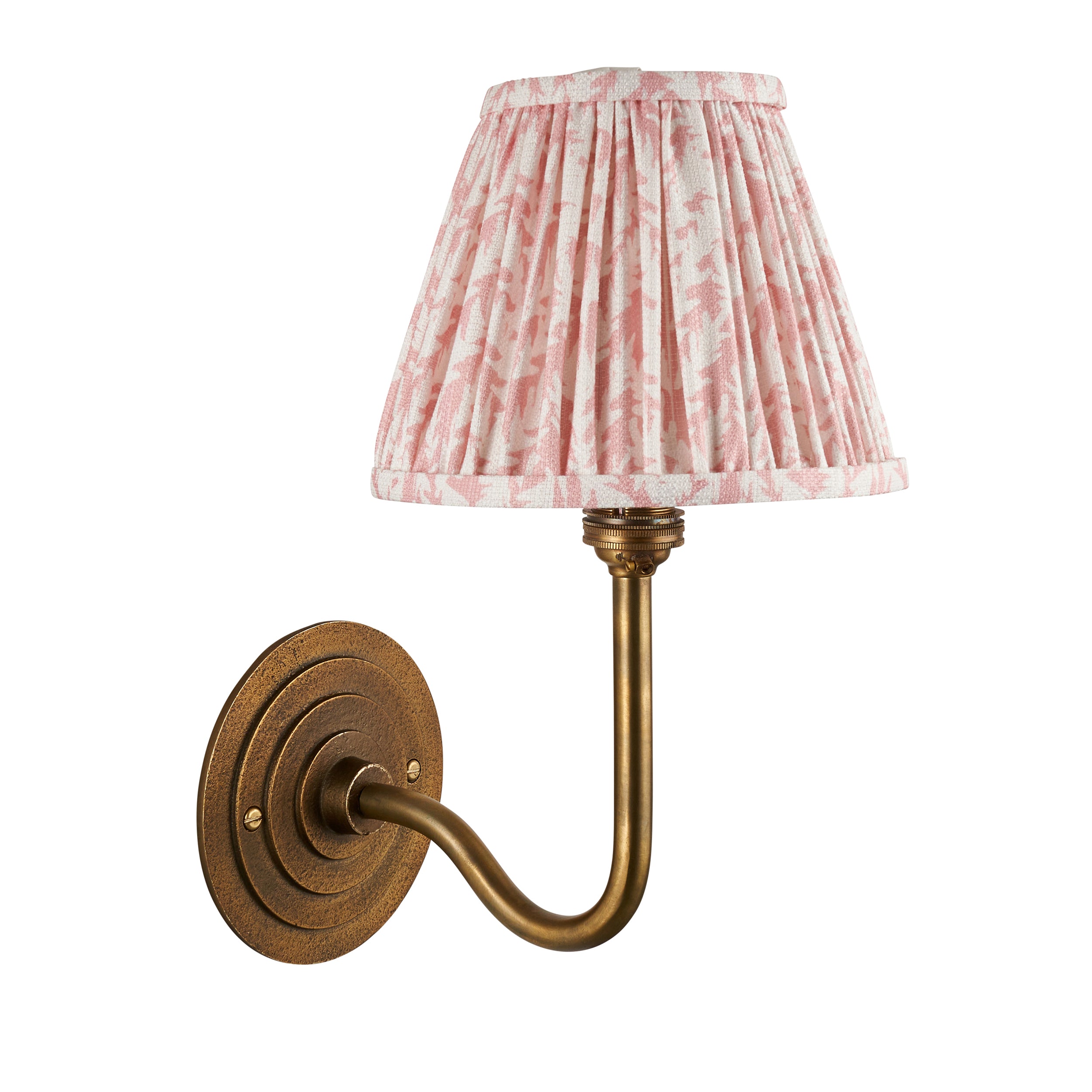 Endon Halo Swan & Leaf 16Cm Wall Light - Antique Brass & Peachy Keen Fabric