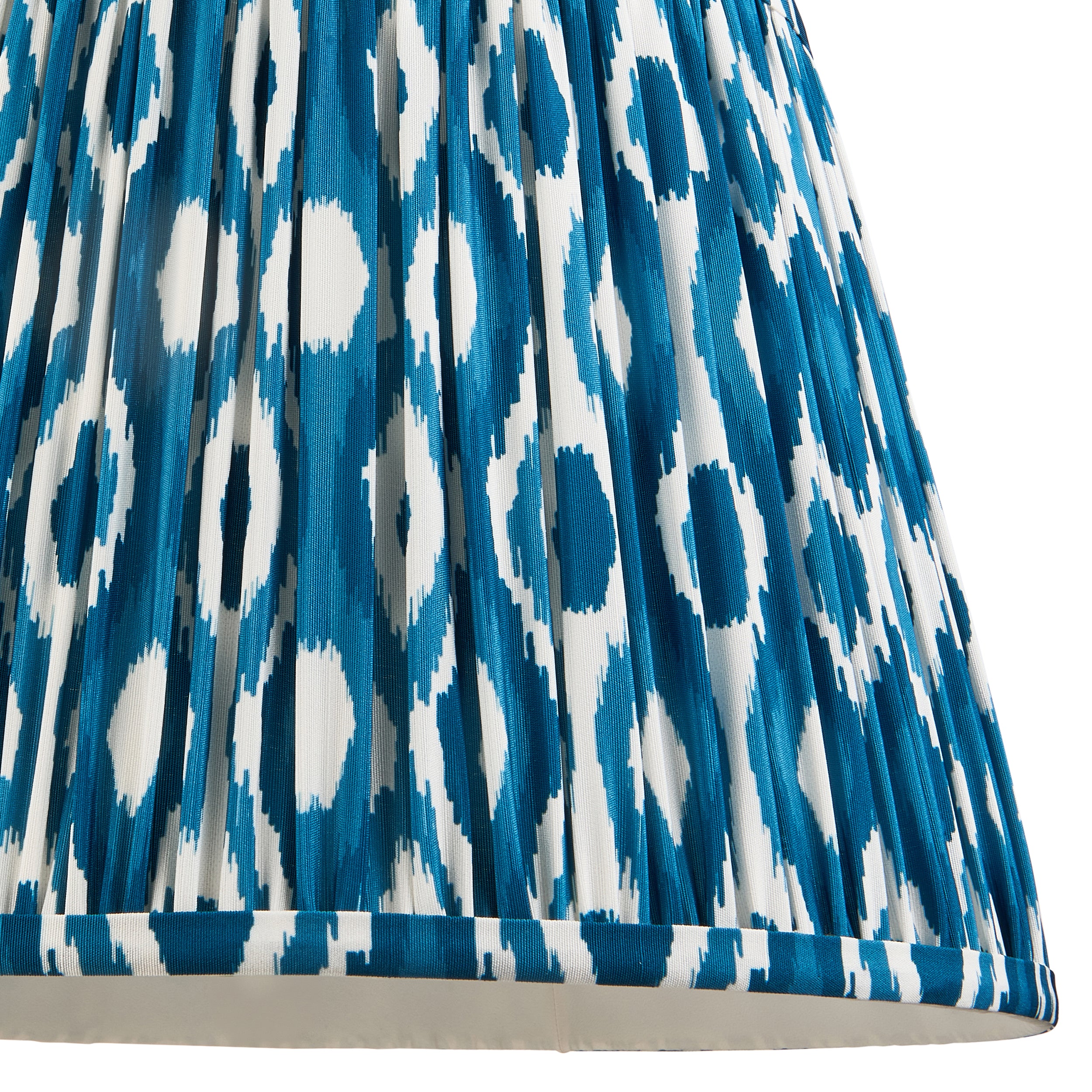 Endon Carnaby Satin Almond White Floor Lamp & Ikat 35cm Marlin Blue Shade