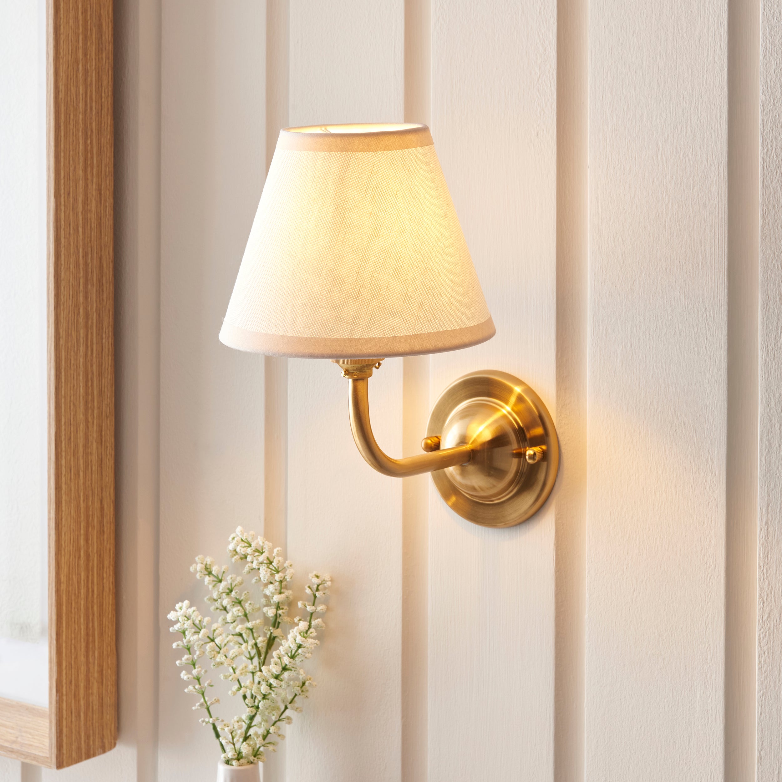 Endon Dome Arc Wall Light & Ivy 16cm Vintage White Shade