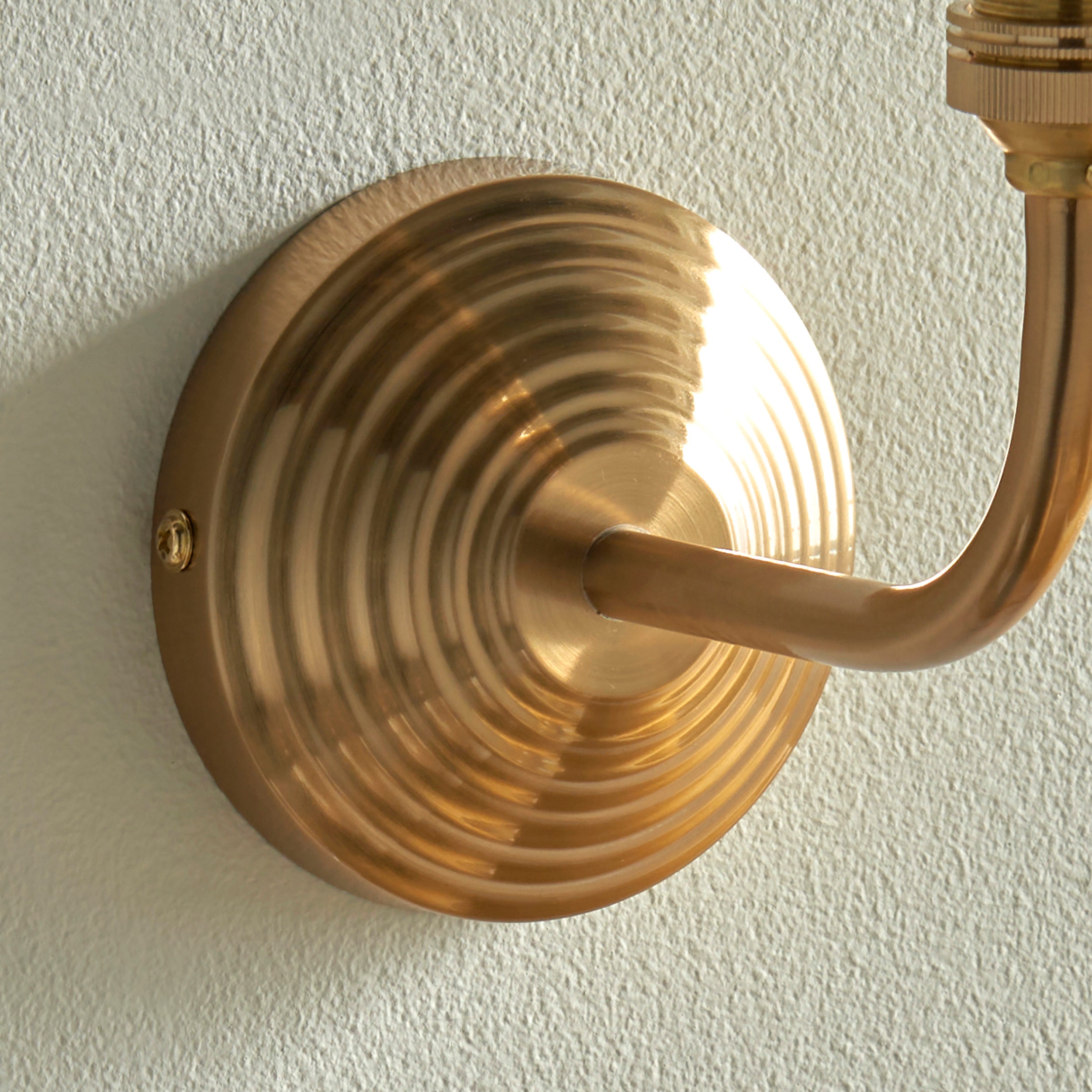 Endon Obelisk Arc Wall Light & Ripple 16cm Pearl Grey Shade