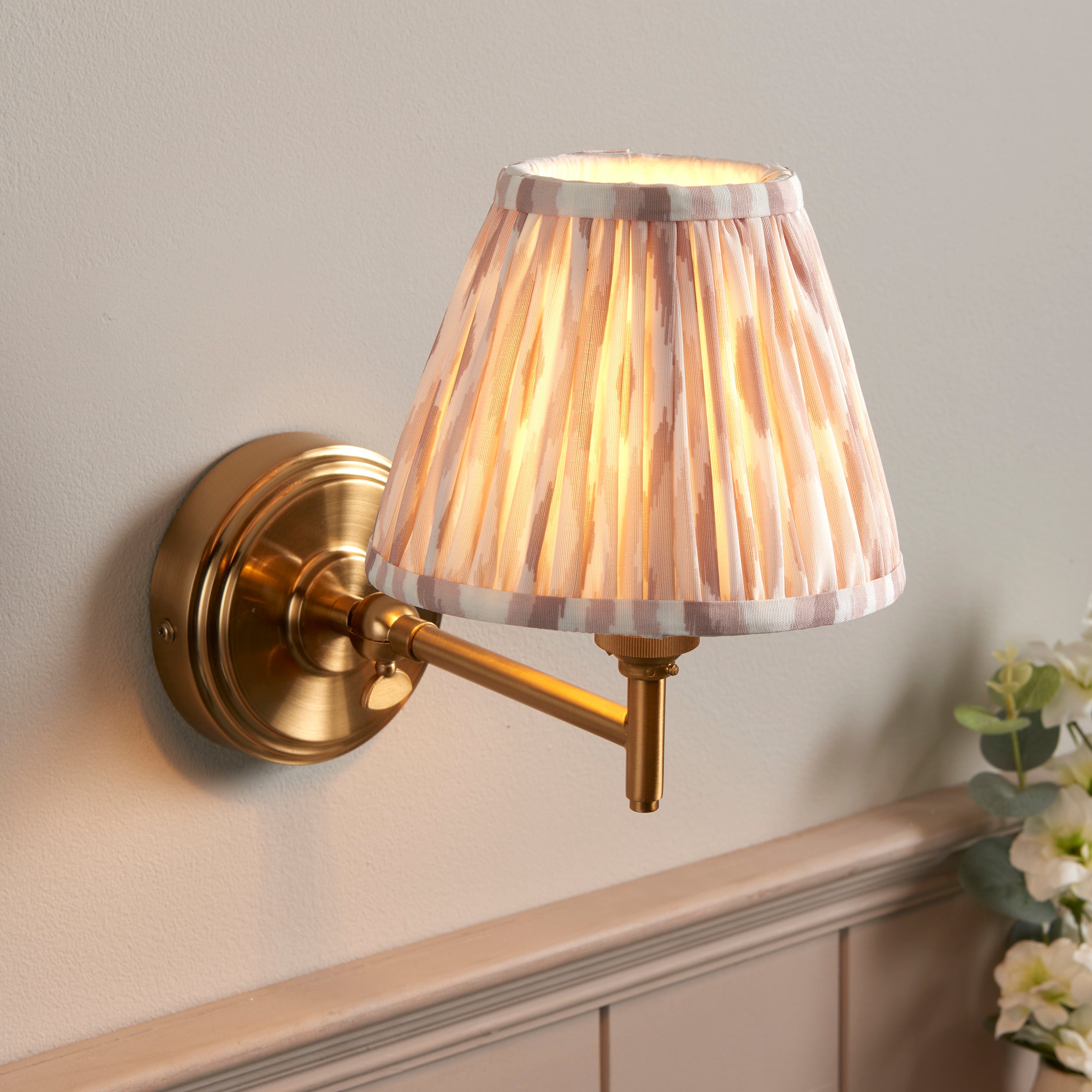Endon Step Fold Wall Light & Ikat 16cm Neutral Shade