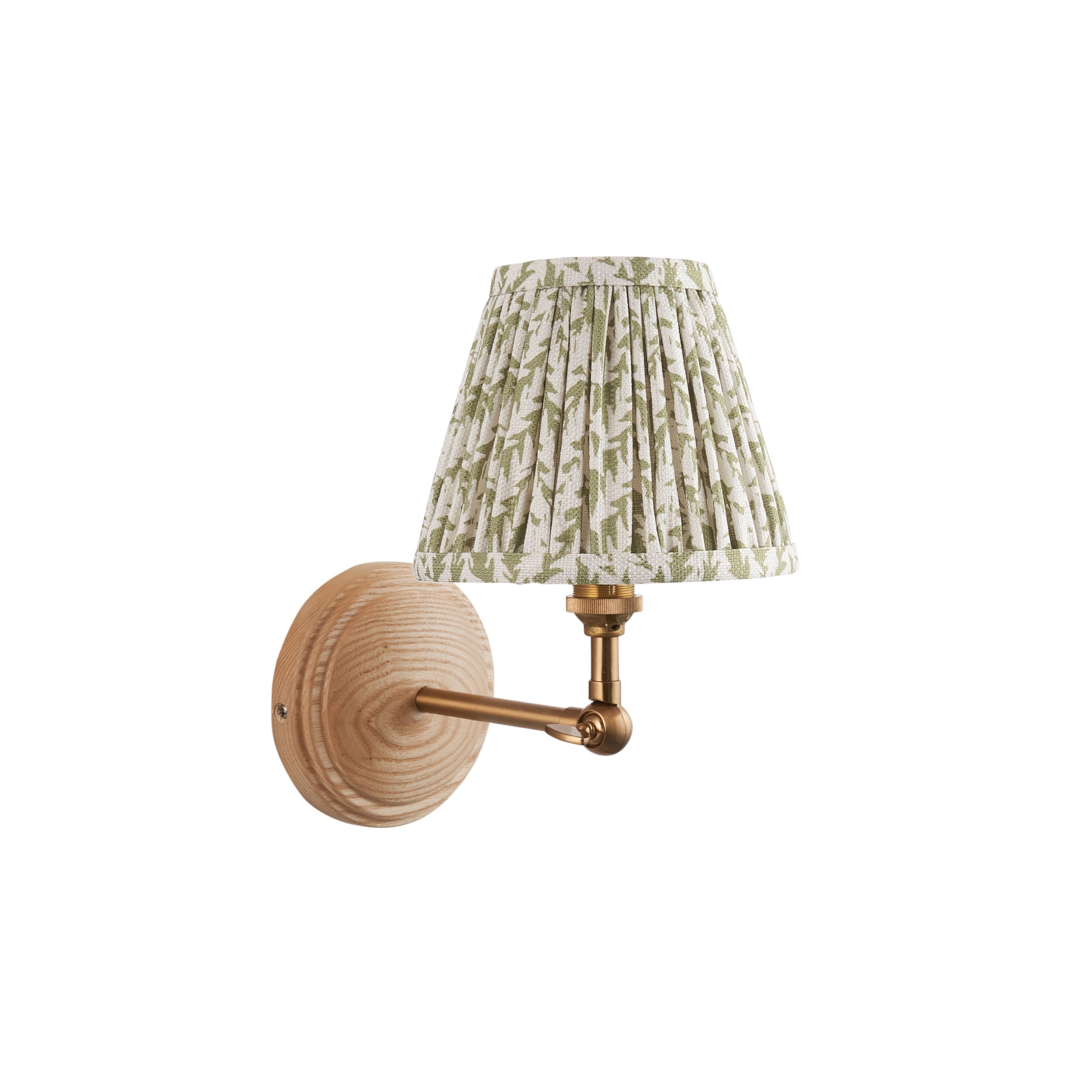 Endon Wood Wing Wall Light & Leaf 16cm Herb Garden Green Shade