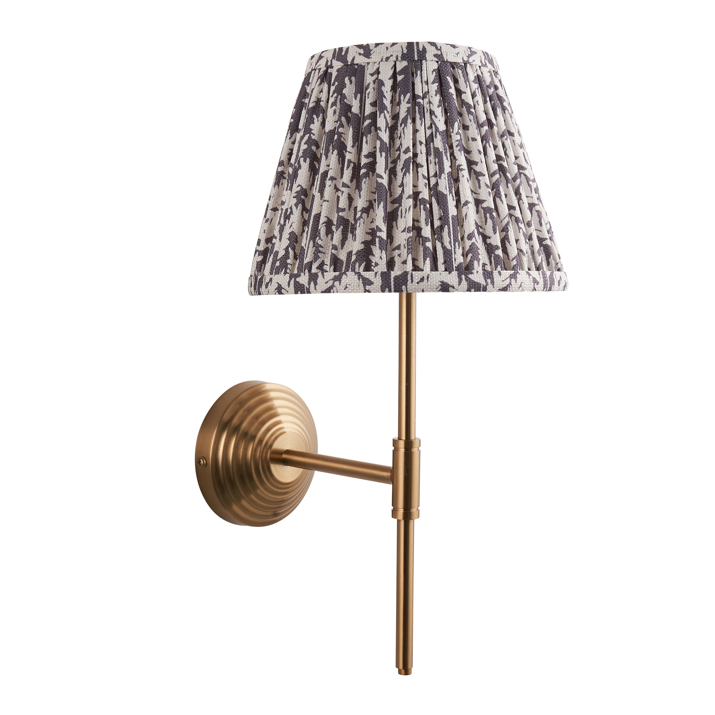 Endon Obelisk T Bar Wall Light & Leaf 20cm Pearl Grey Shade