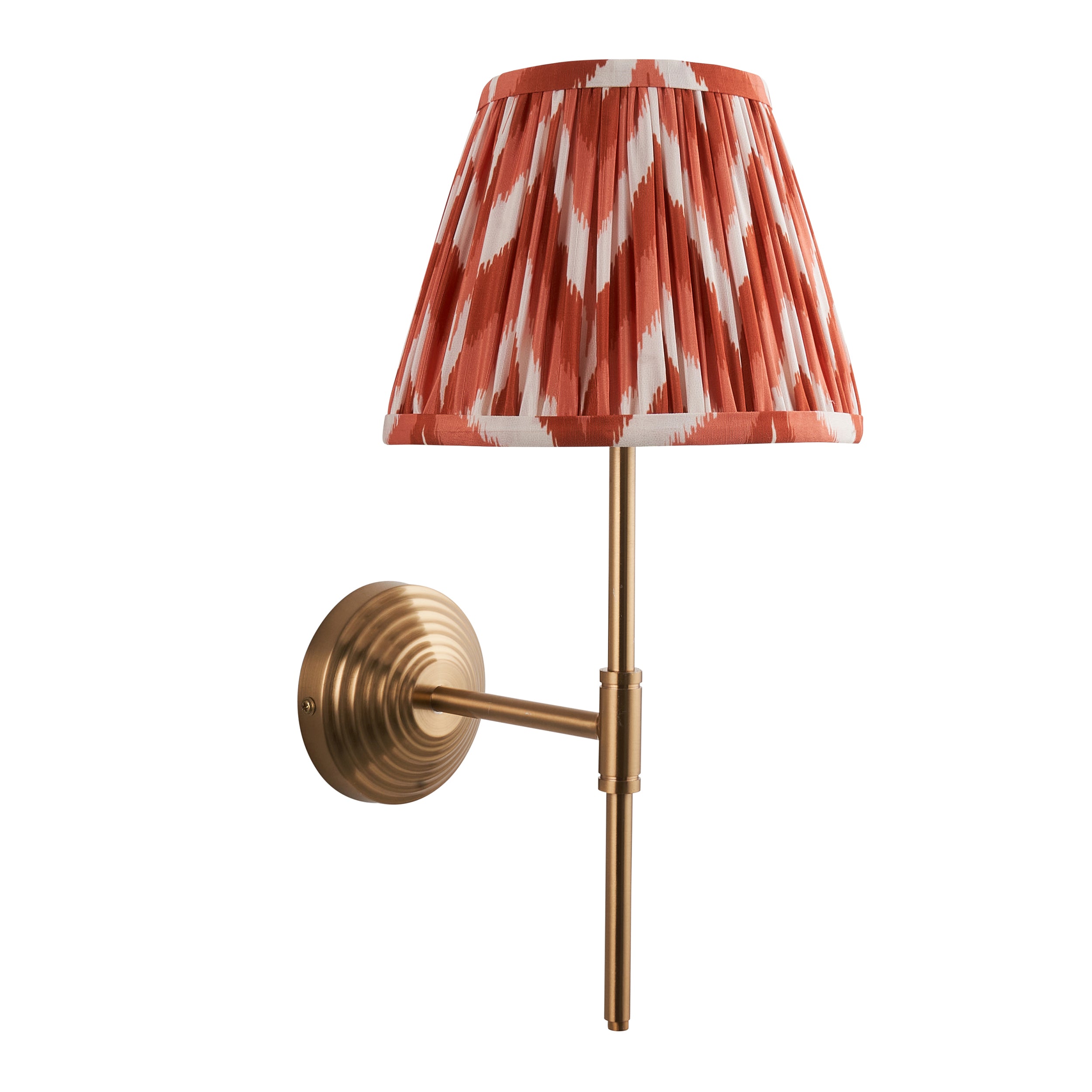 Endon Obelisk T Bar Wall Light & Zigzag 20cm Apricot Orange Shade