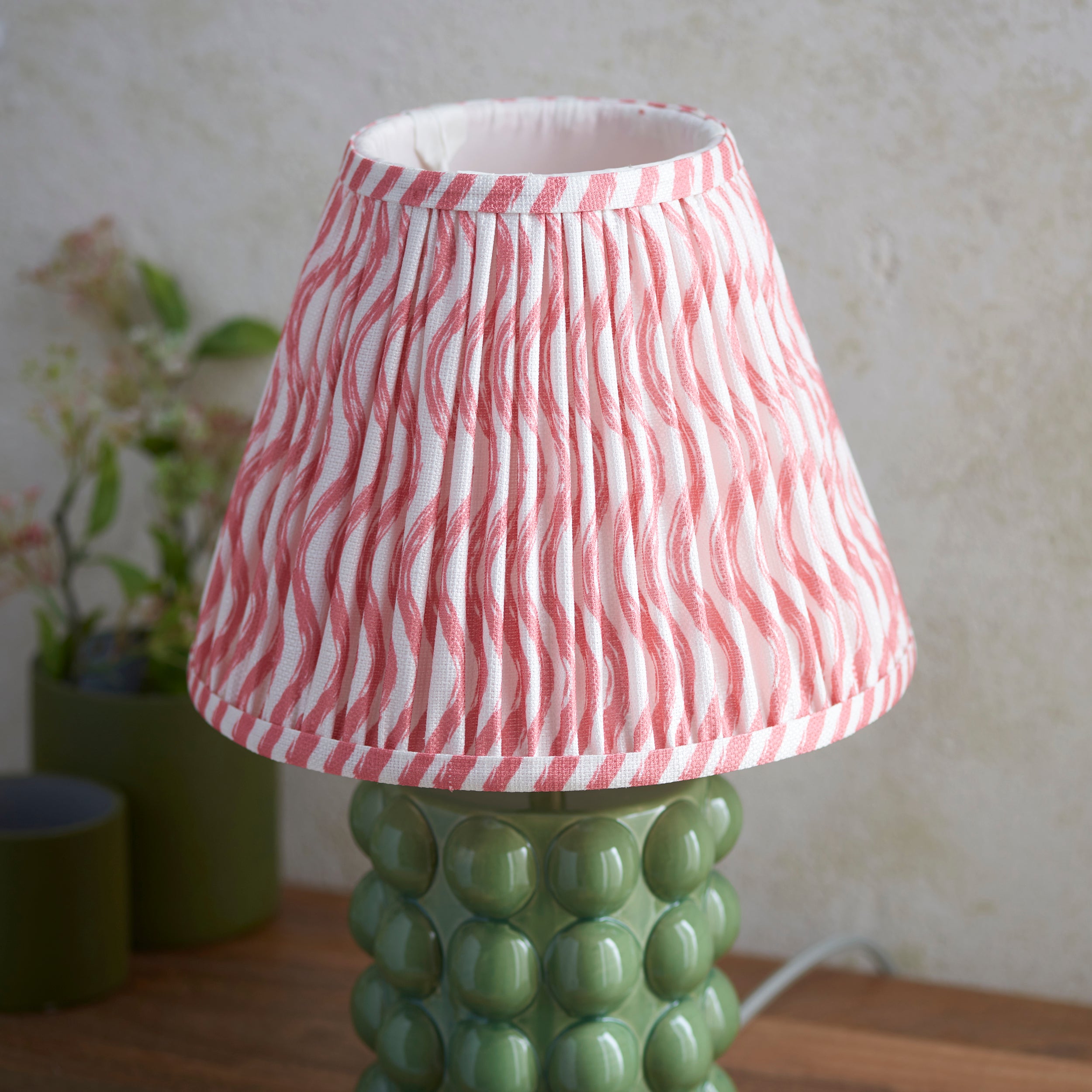 Endon Bobble Table Lamp & Ripple 25cm Coral Pink Shade