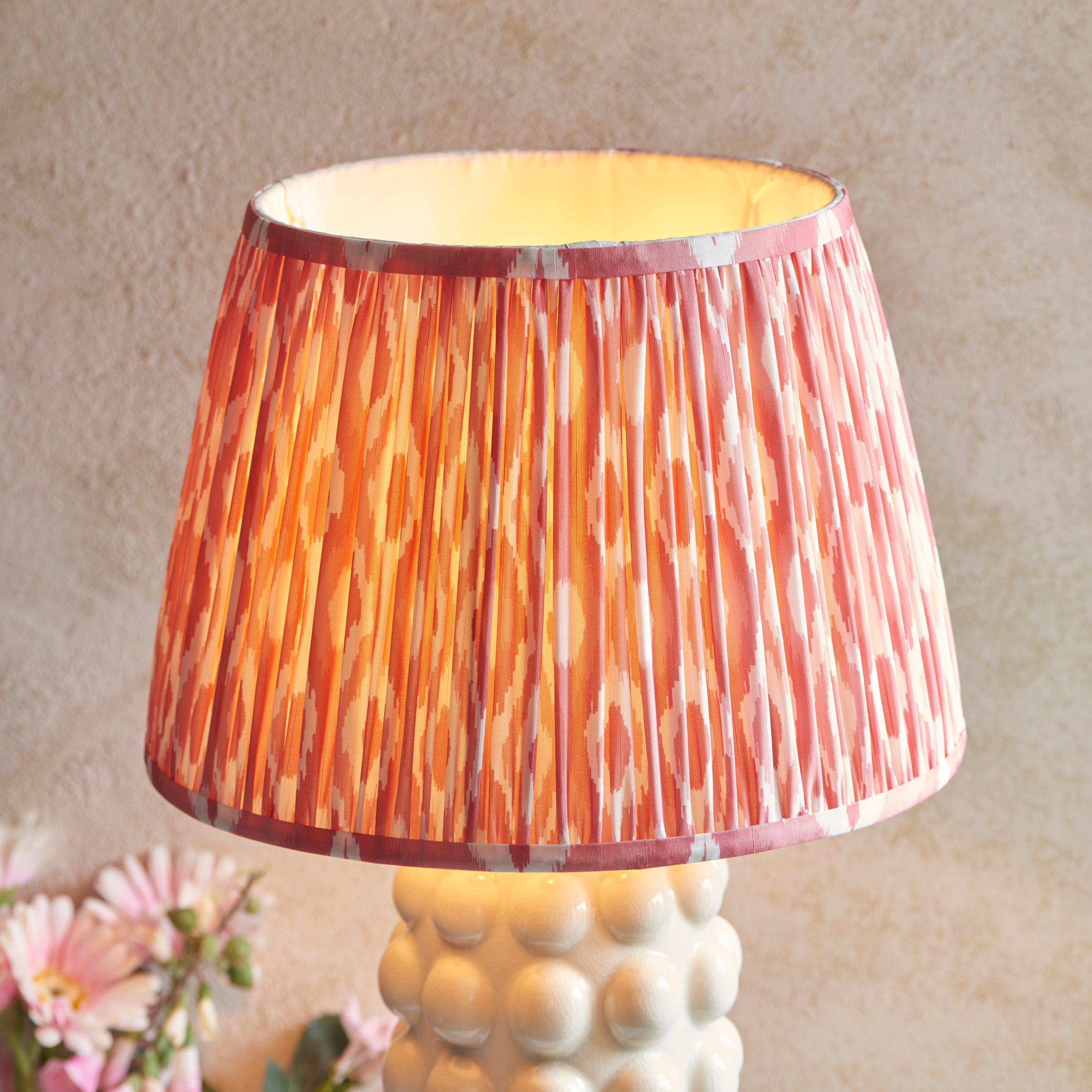 Endon Bobble Table Lamp & Ikat 35cm Coral Pink Shade