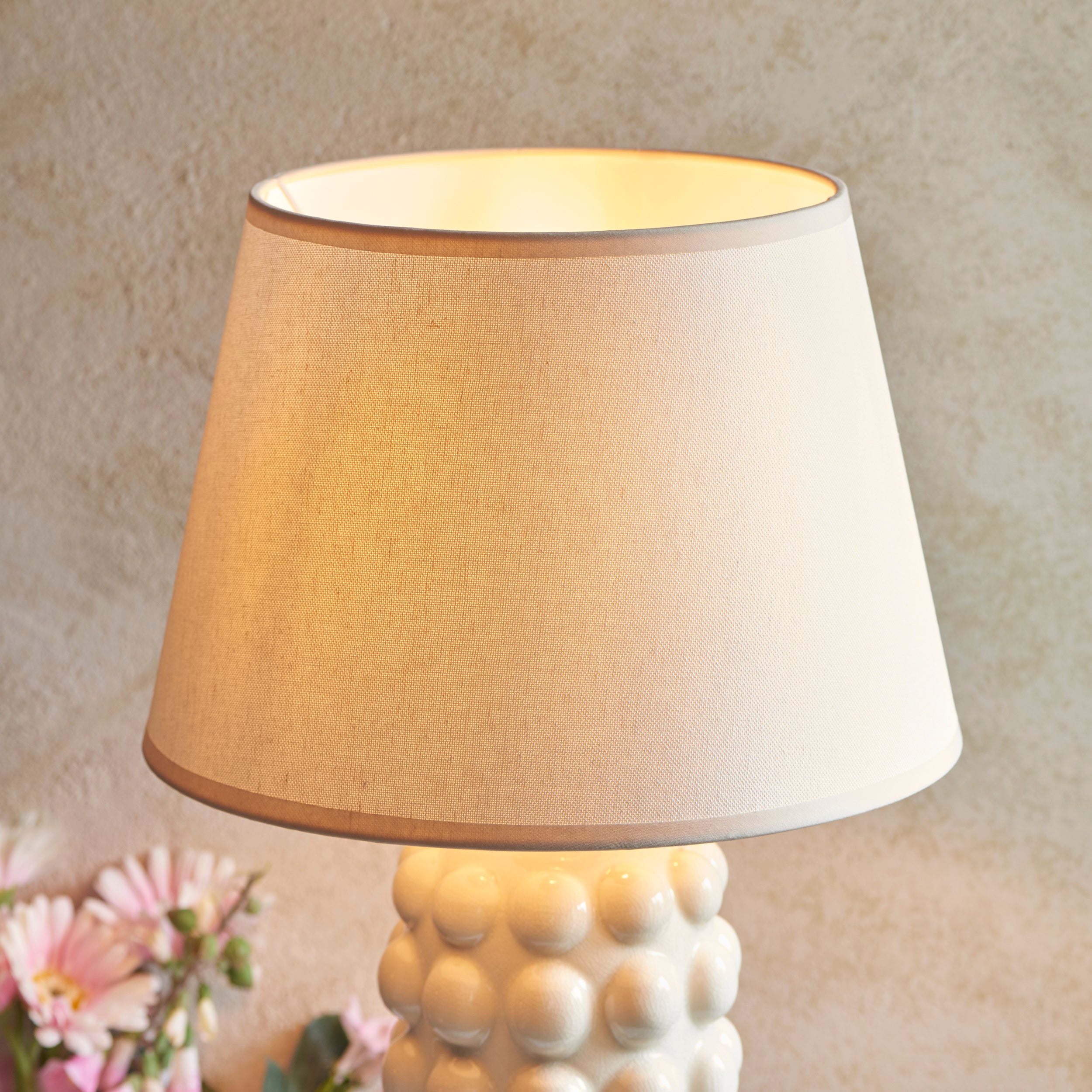 Endon Bobble Table Lamp & Ivy 35cm Vintage White Shade