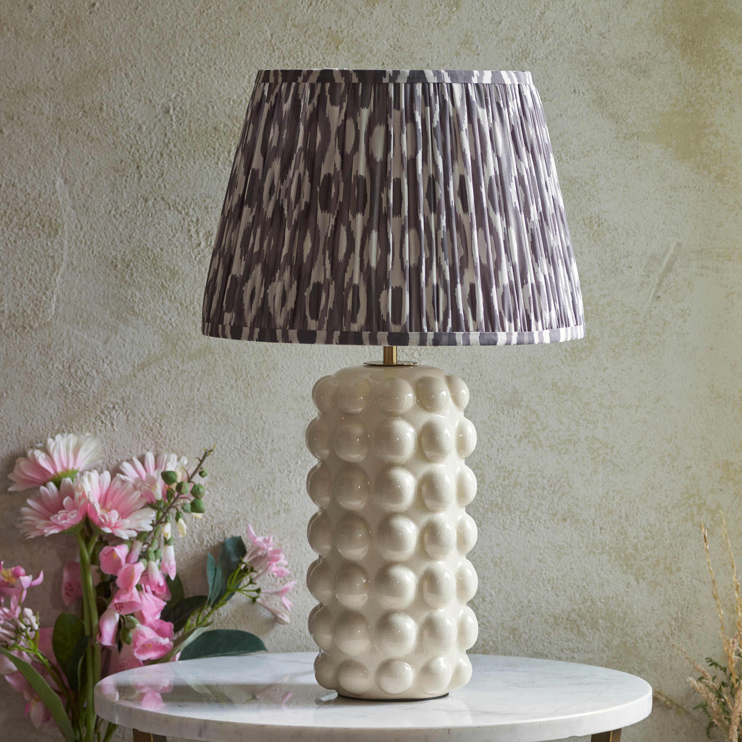 Endon Bobble Table Lamp & Ikat 35cm Pearl Grey Shade