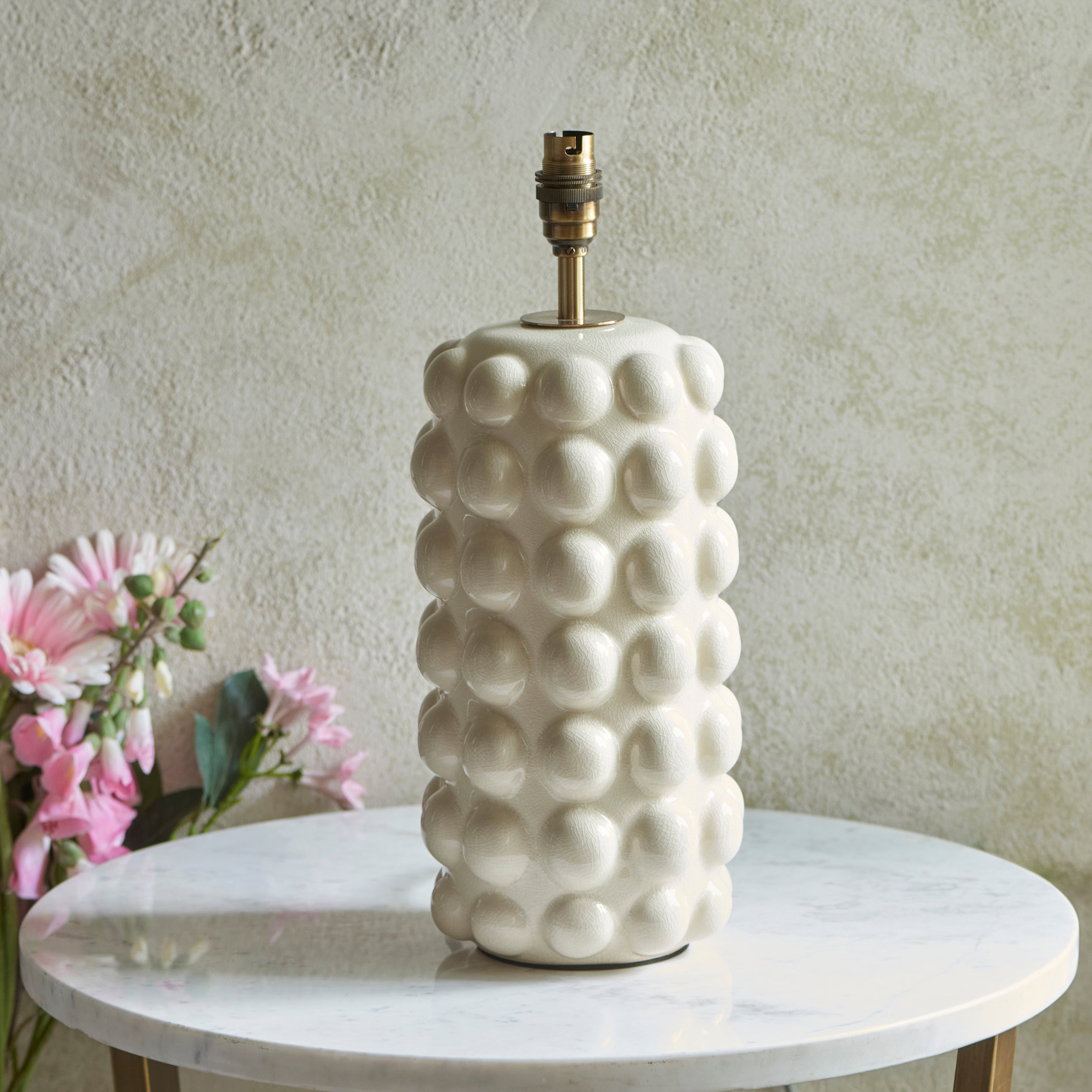 Endon Bobble Table Lamp & Ikat 35cm Pearl Grey Shade