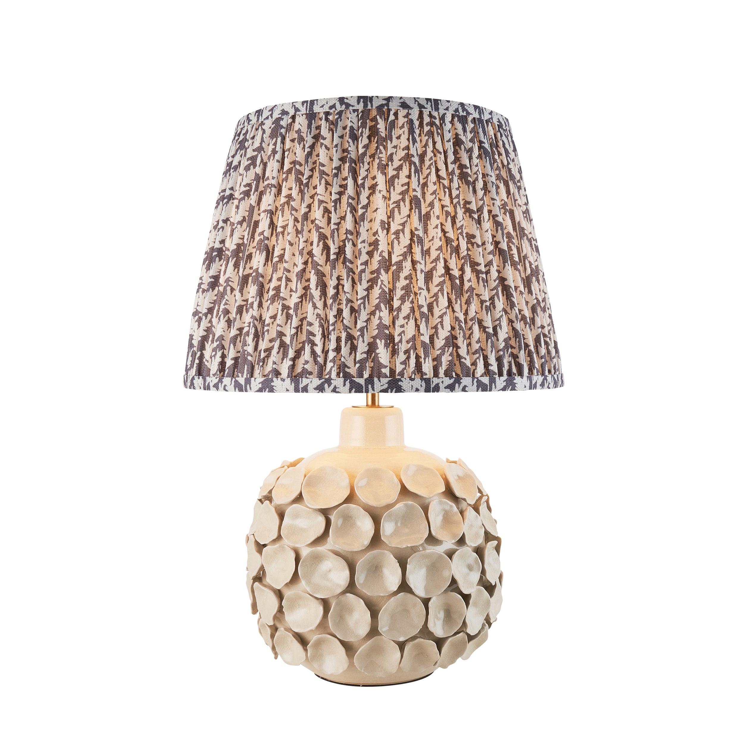 Endon Borello Table Lamp & Leaf 35cm Pearl Grey Shade