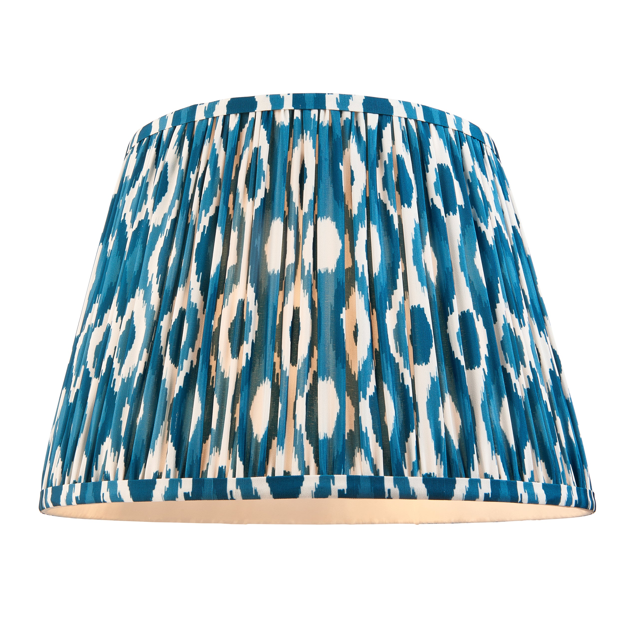 Endon Layered Leaf Ivory Crackle Glaze Ceramic Table Lamp & Ikat 35cm Marlin Blue Shade