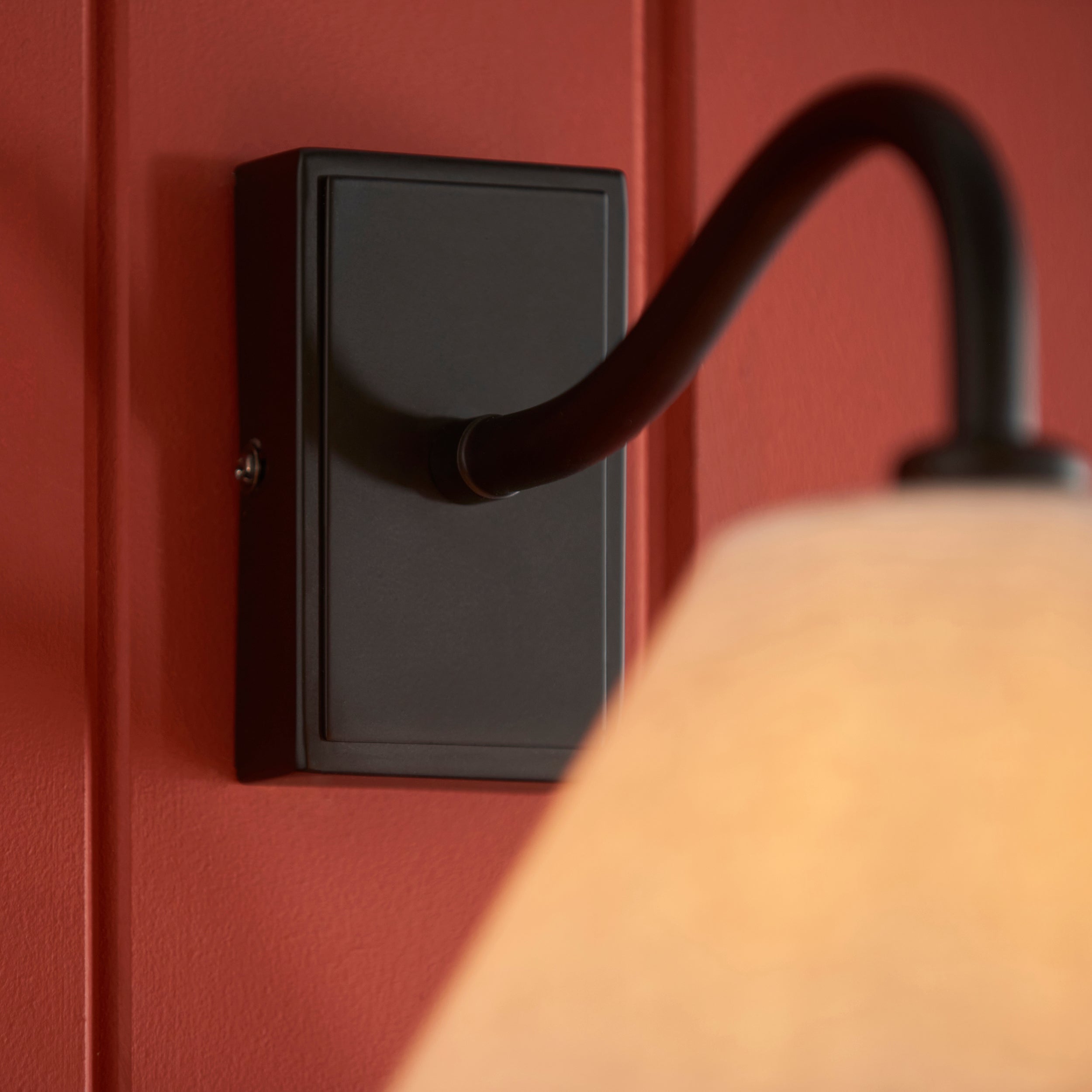 Endon Knole Wall Light - Matt Black & Natural Faux Linen