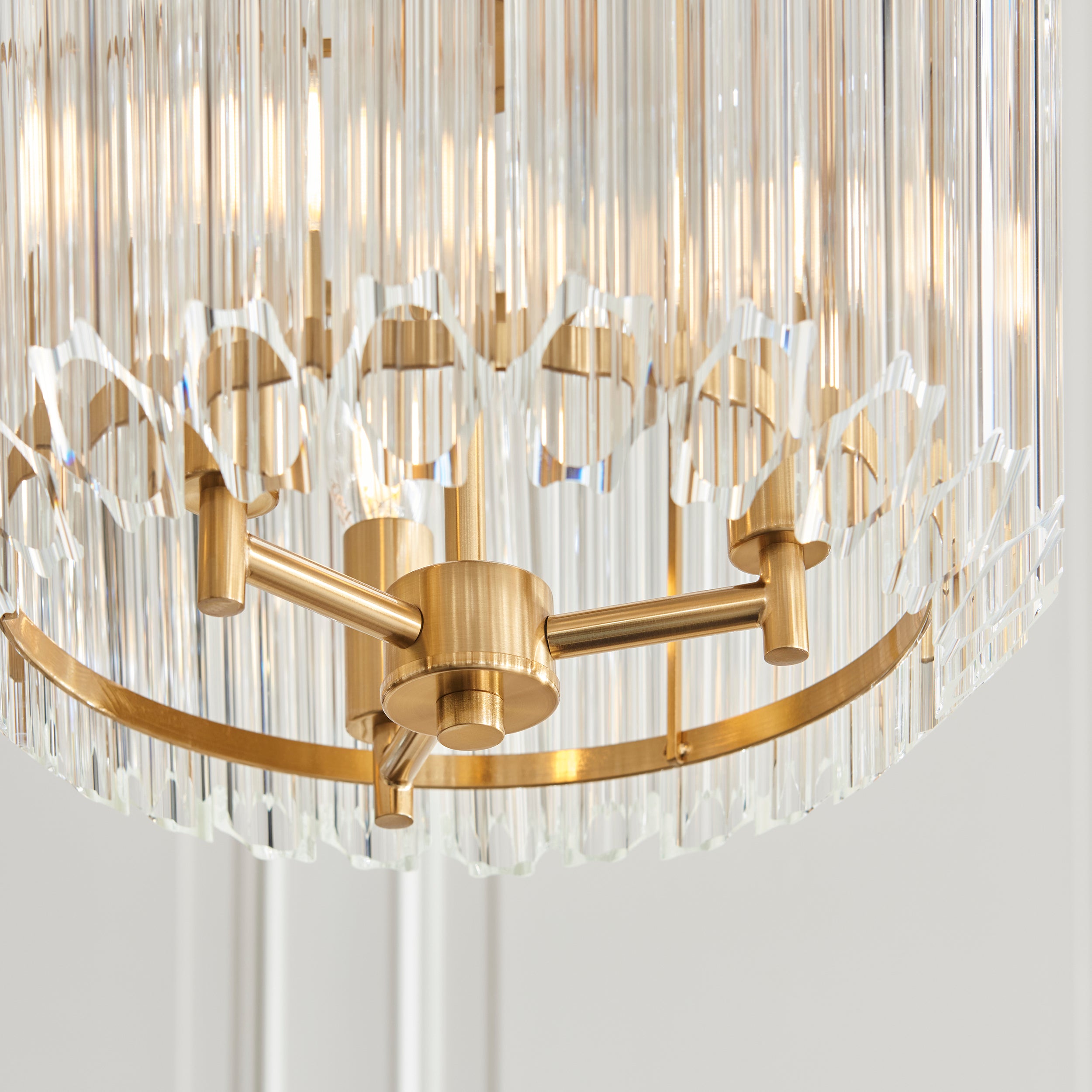 Endon Valentina 3 Light Pendant - Brushed Aged Brass Plate & Clear Glass