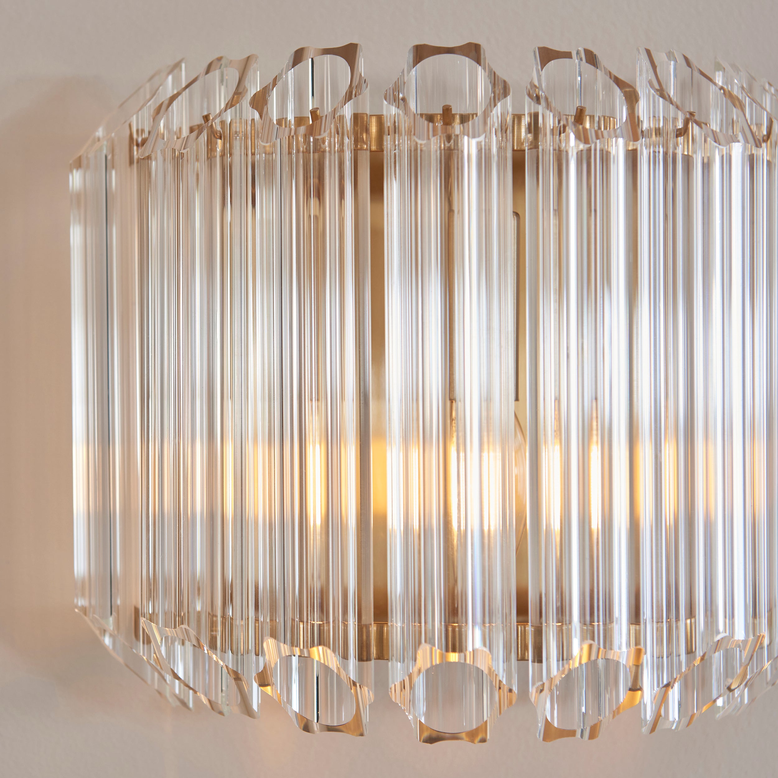 Endon Valentina Wall Light - Brushed Aged Brass Plate & Clear Glass