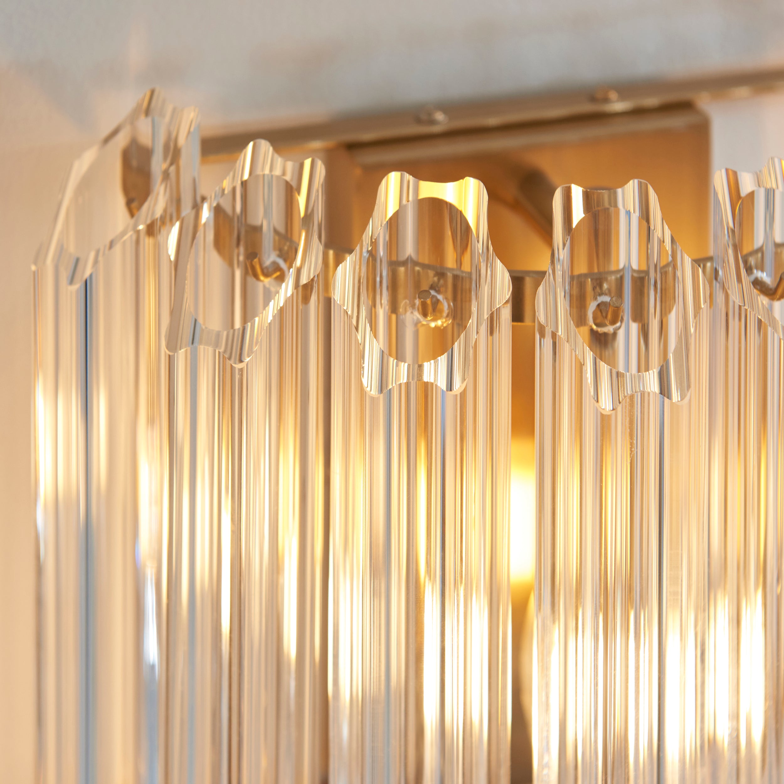 Endon Valentina Wall Light - Brushed Aged Brass Plate & Clear Glass