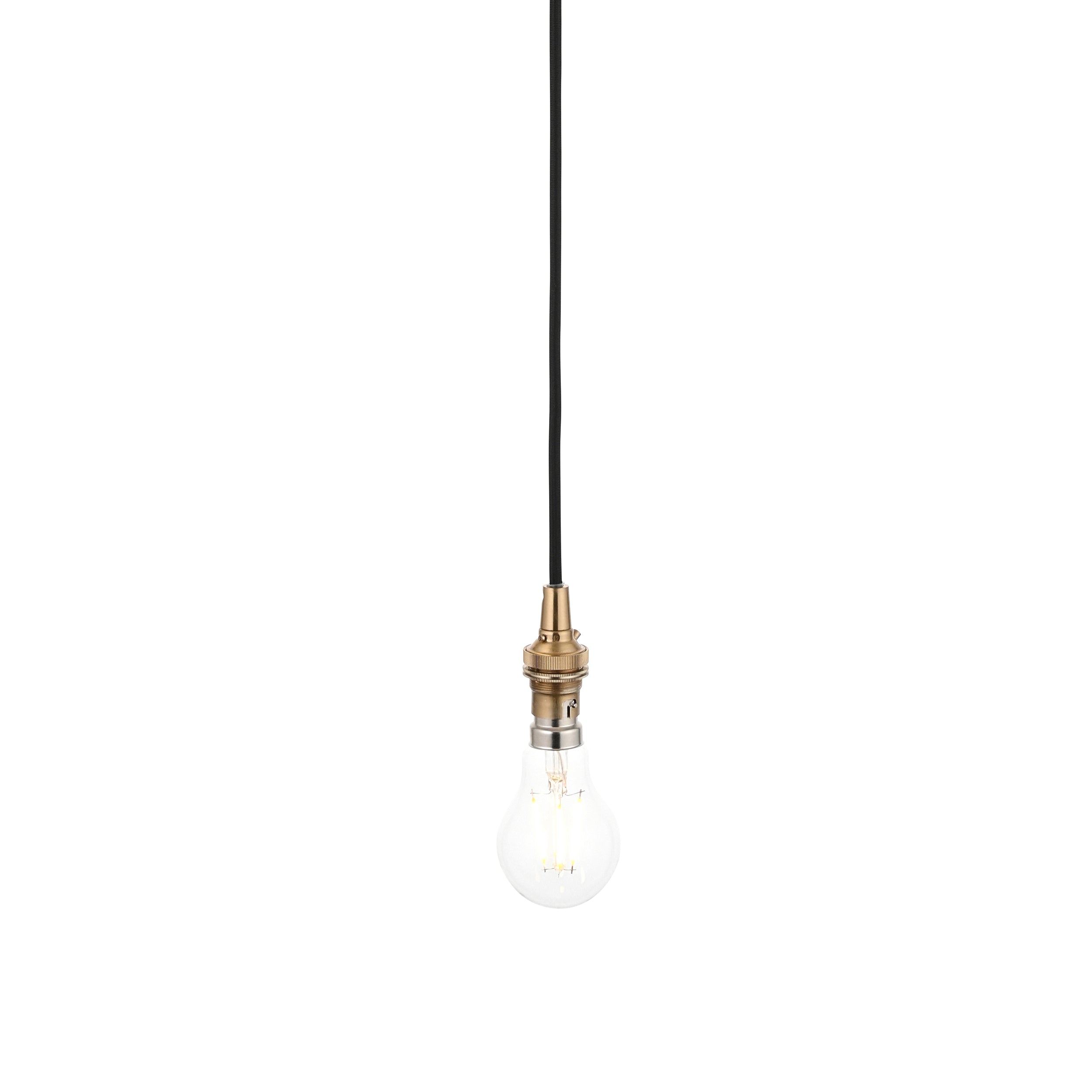 Endon Eltham Cable Set - Brushed Aged Brass Plate & Black Braided Flex