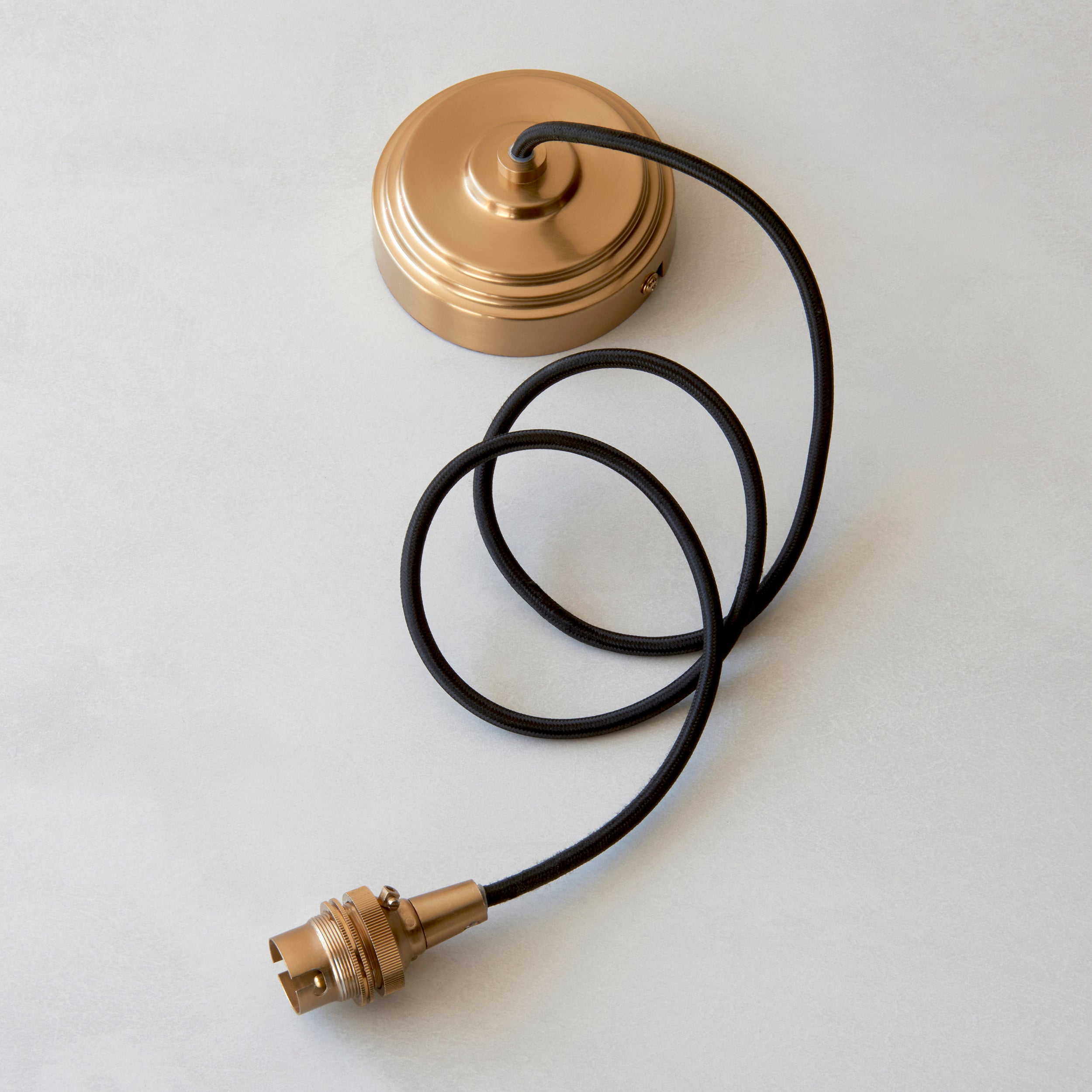 Endon Eltham Cable Set - Brushed Aged Brass Plate & Black Braided Flex