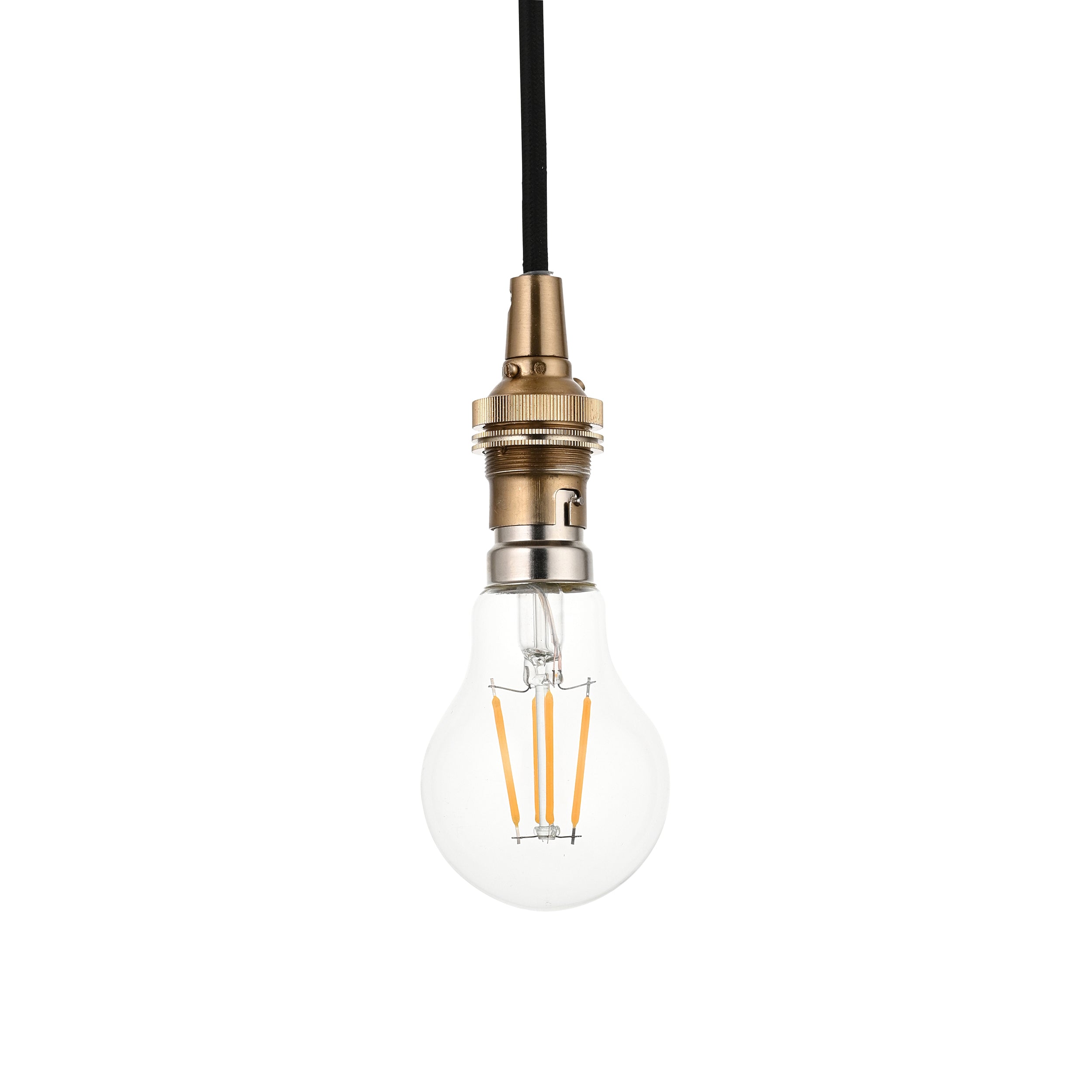 Endon Eltham Cable Set - Brushed Aged Brass Plate & Black Braided Flex