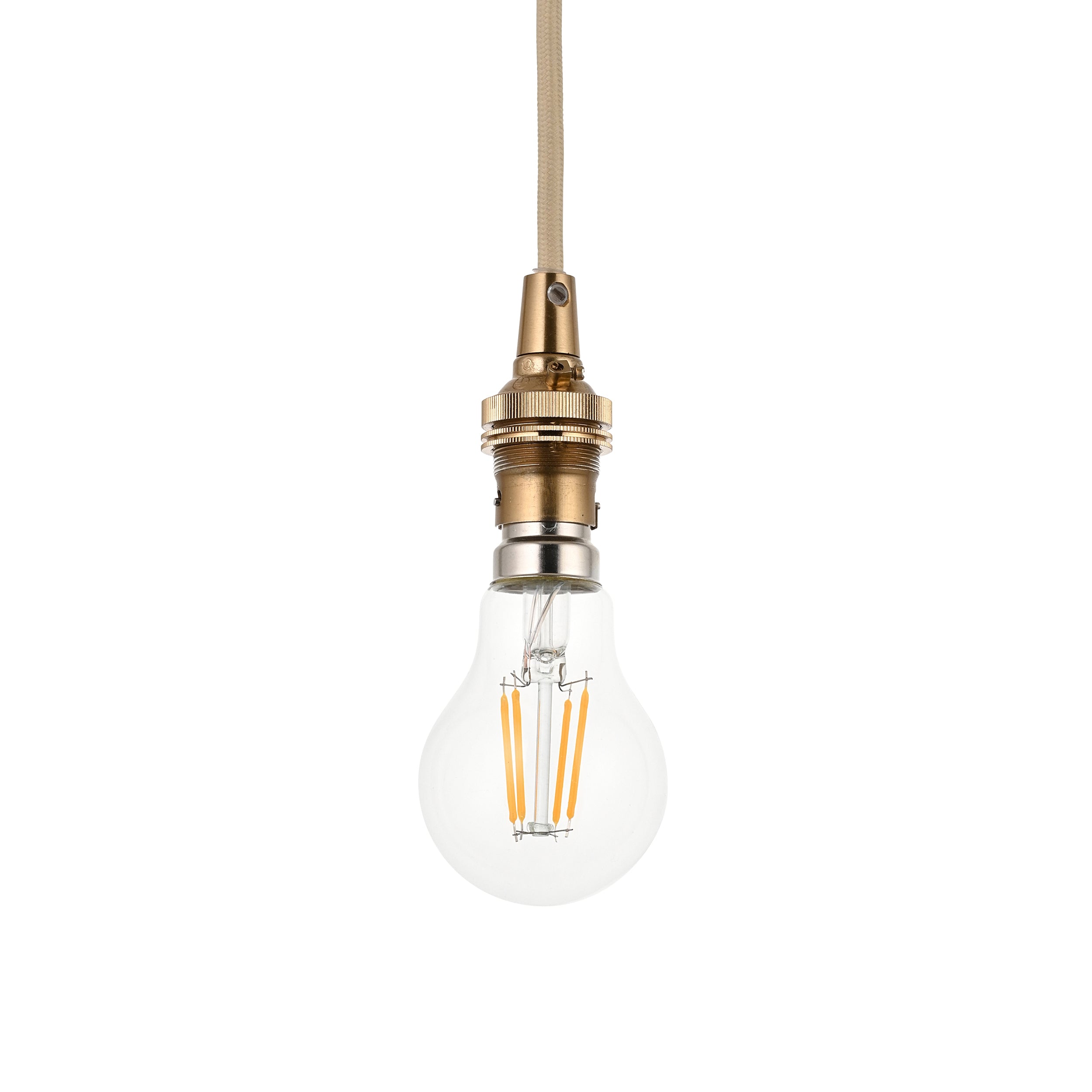Endon Eltham Cable Set - Brushed Aged Brass Plate & Natural Braided Flex
