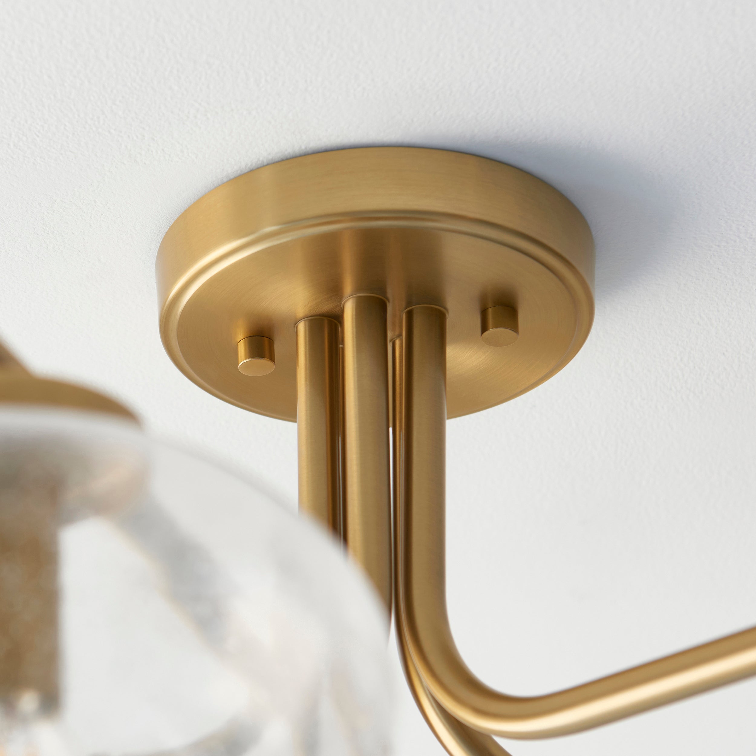 Endon Jacob 5 Light Semi Flush Ceiling Light - Warm Brass Plate & Clear Bubble Glass