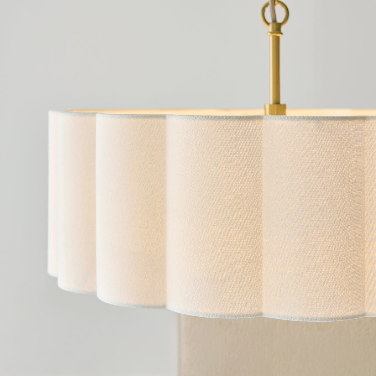 Endon Serene 3 Light Pendant - Brushed Aged Brass Plate & Vintage White Cotton