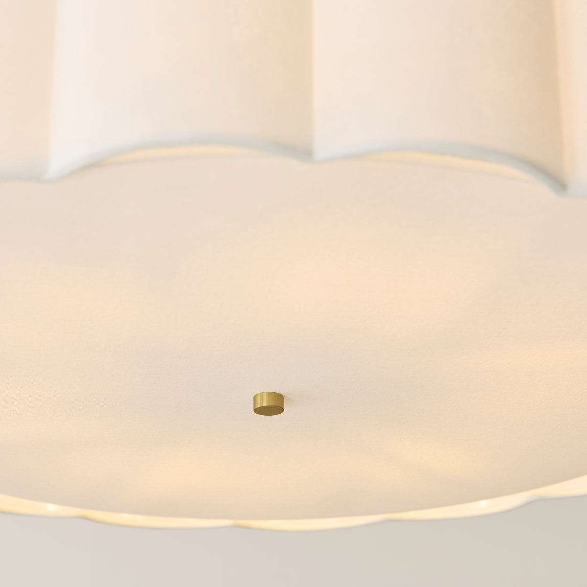 Endon Serene 6 Light Pendant - Brushed Aged Brass Plate & Vintage White Cotton