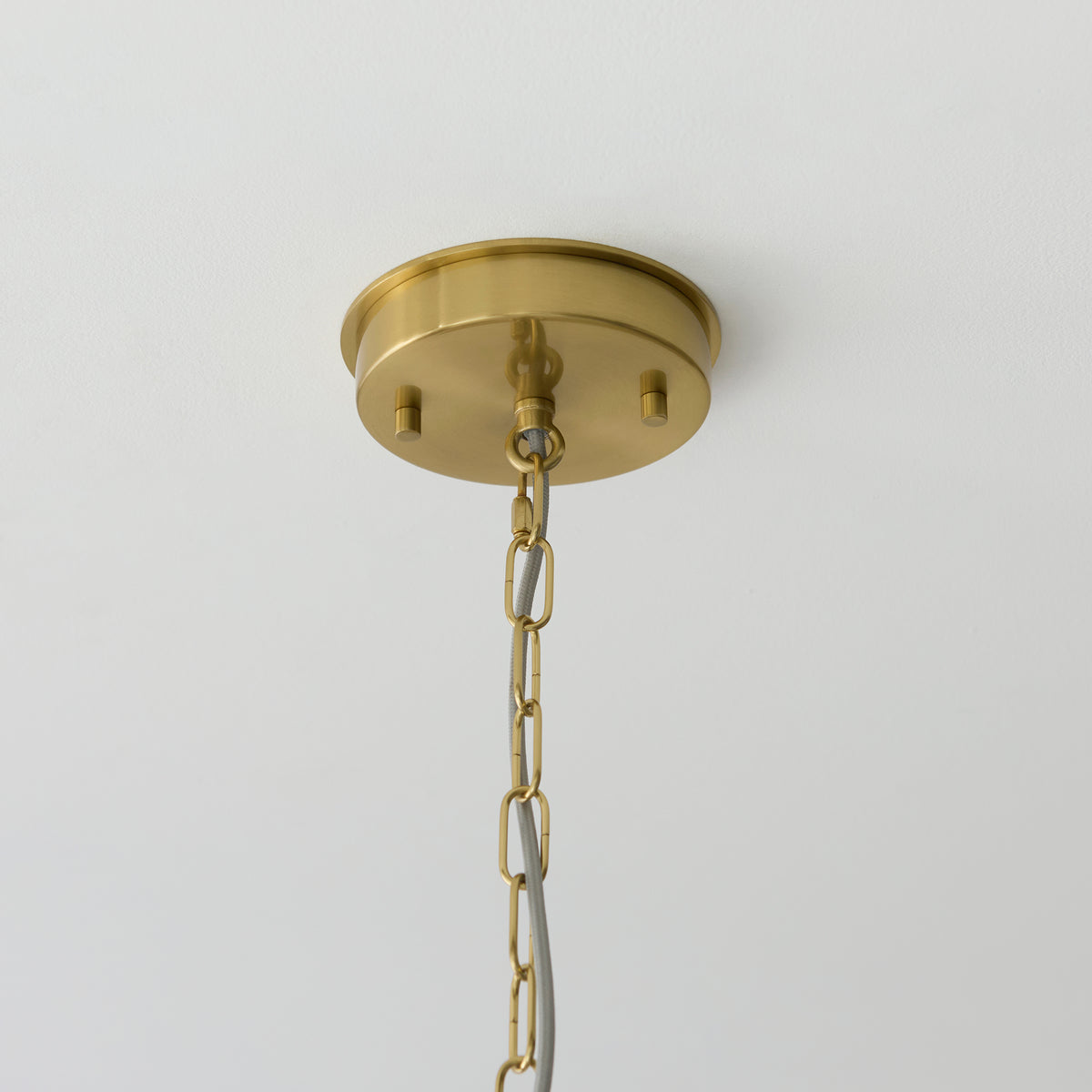 Endon Serene 6 Light Pendant - Brushed Aged Brass Plate & Vintage White Cotton