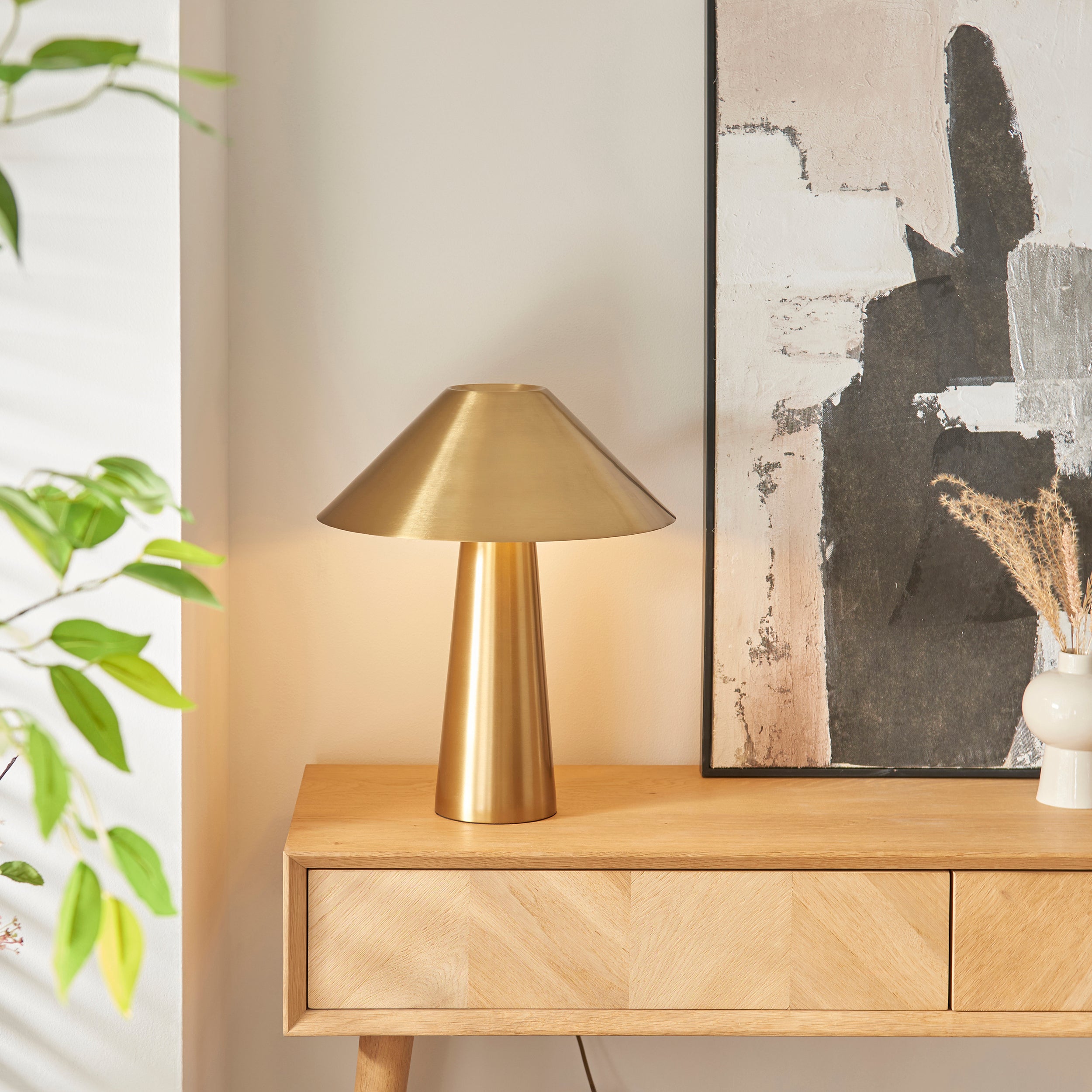 Endon Isak Table Lamp - Brushed Aged Brass Plate